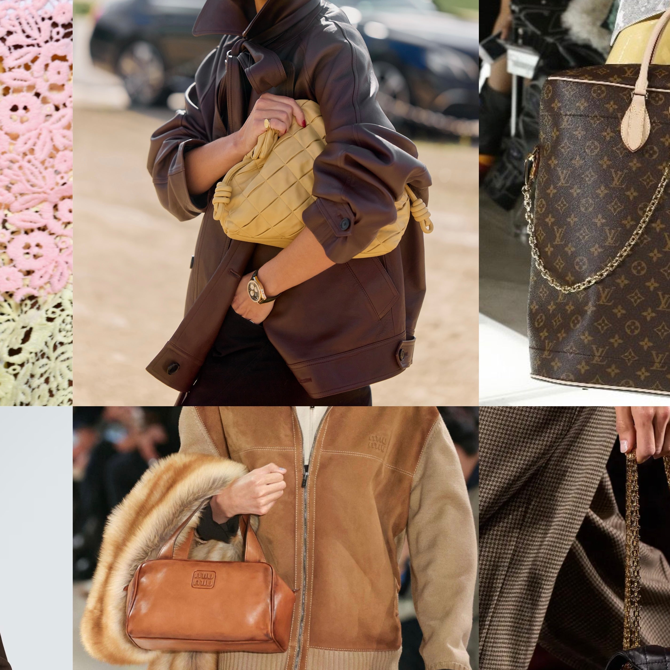 Luxury bag trends 2026 designer handbags collage runway and street style