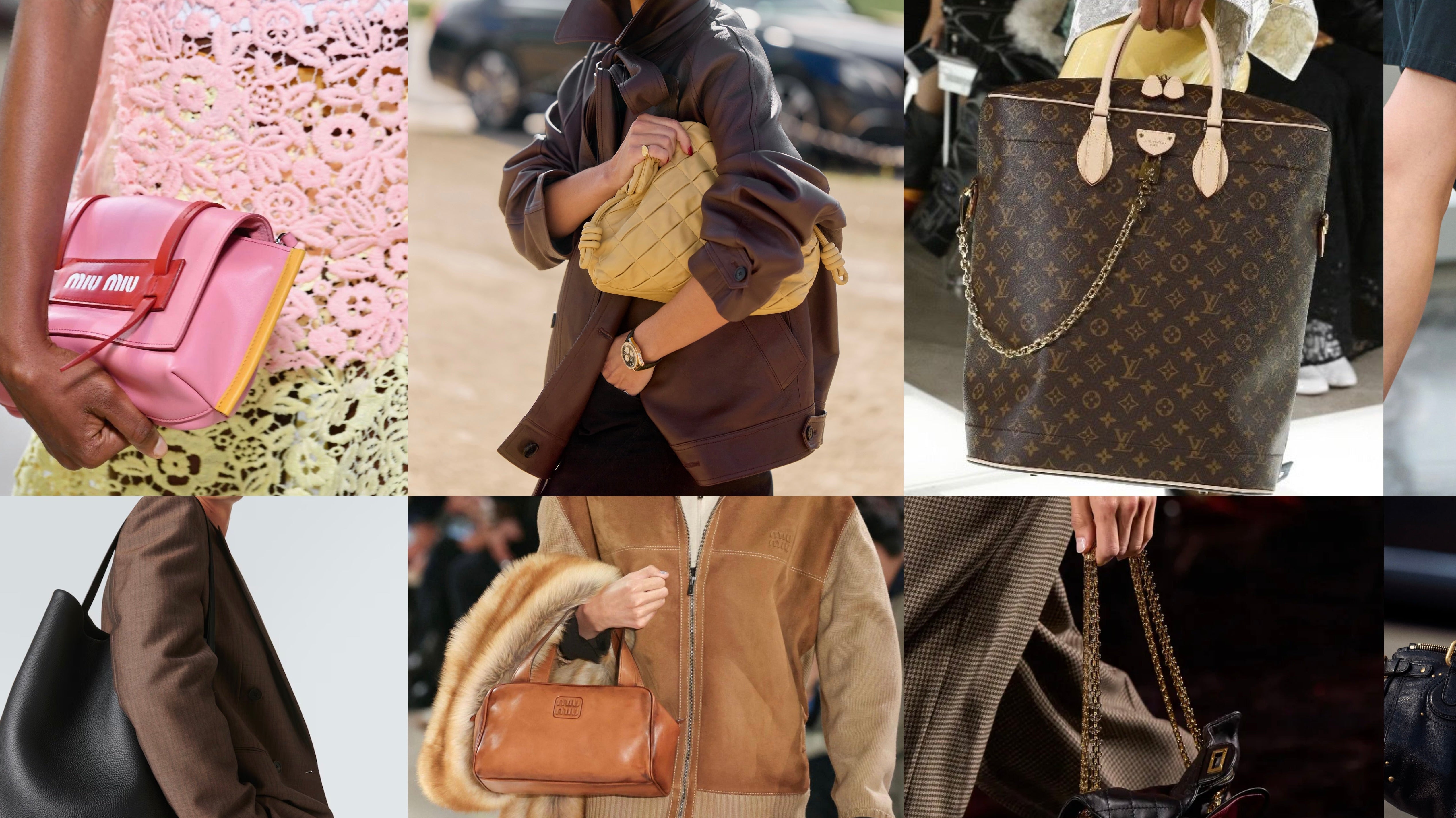 Luxury bag trends 2026 designer handbags collage runway and street style