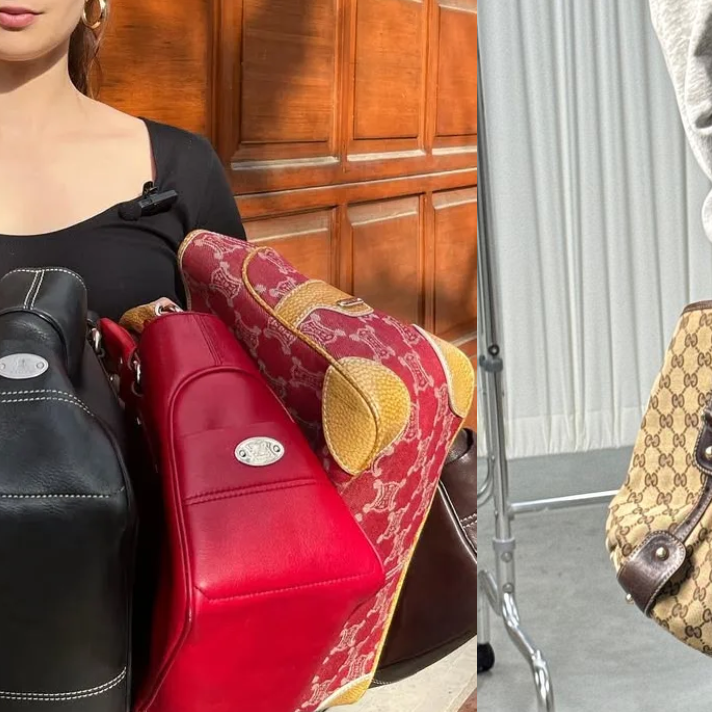 Vintage Gucci monogram shoulder bag with braided leather handles, showcasing the timeless appeal of archival luxury designs that continue to attract modern collectors.