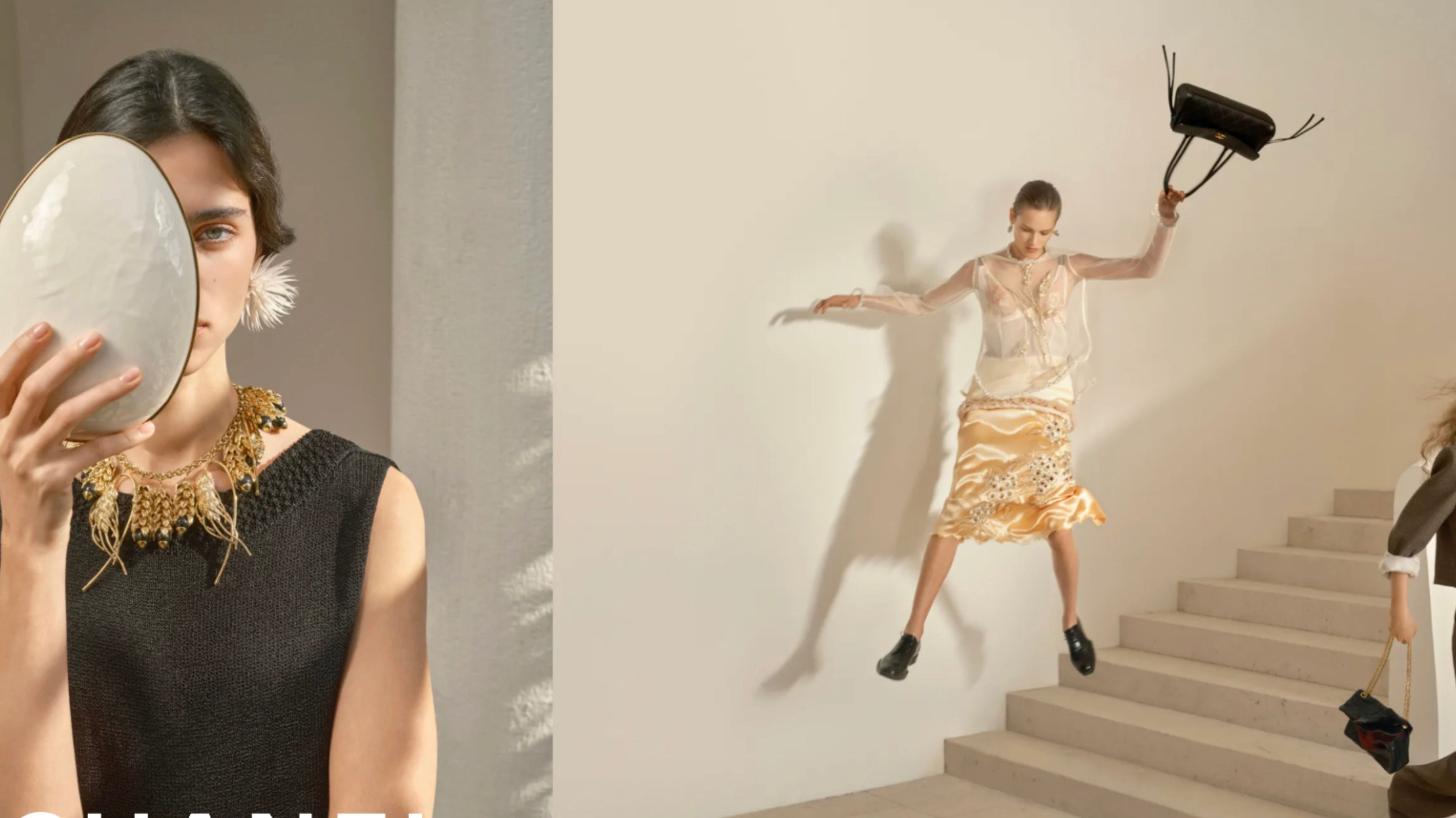 Chanel Spring Summer 2026 campaign featuring models with Chanel handbag and jewelry