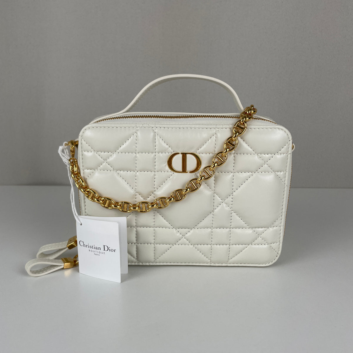 Dior Caro Pouch white cream leather – bamluxurystore