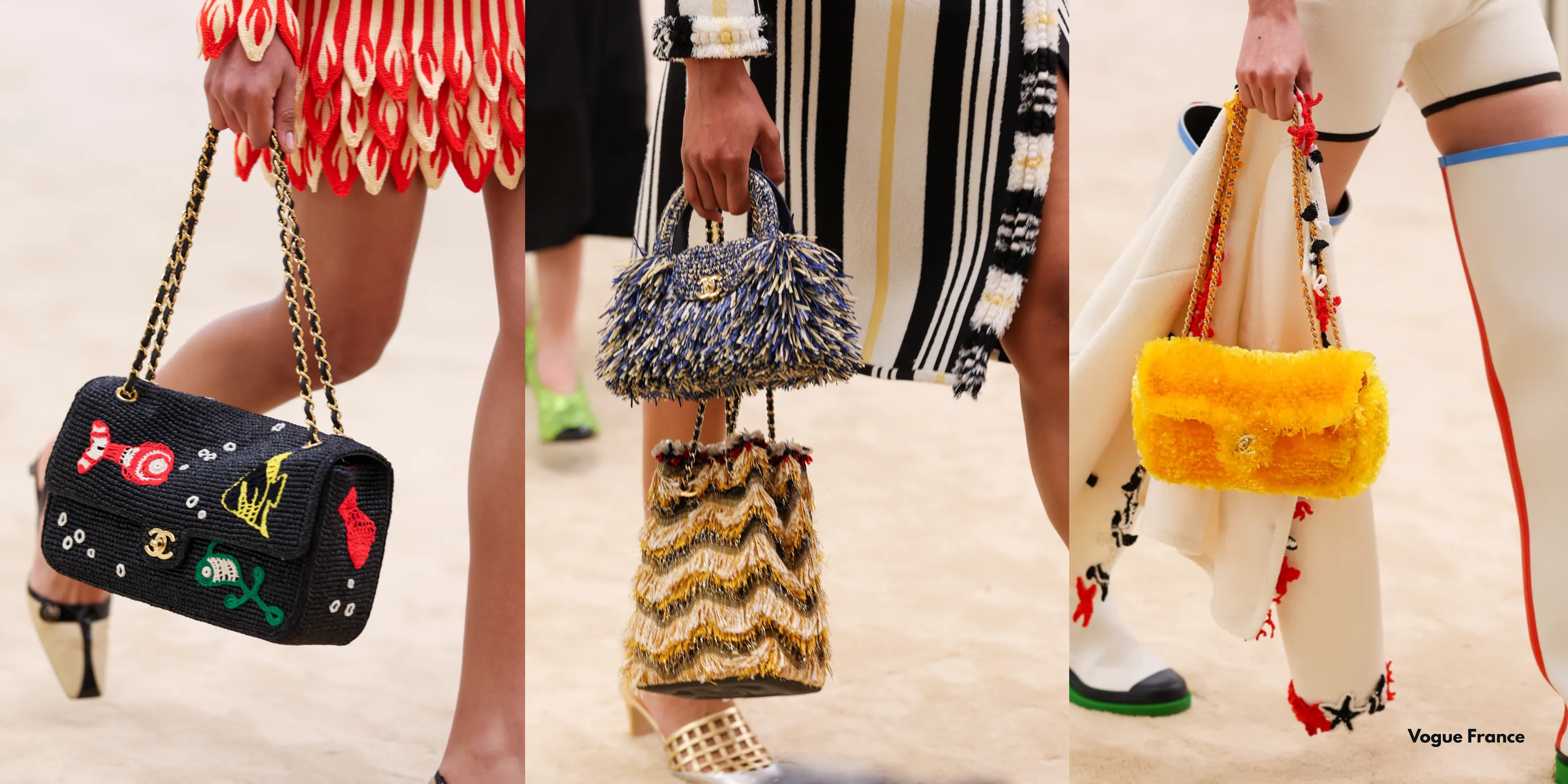 Chanel Cruise 2026/27 handbags on the runway in Biarritz.