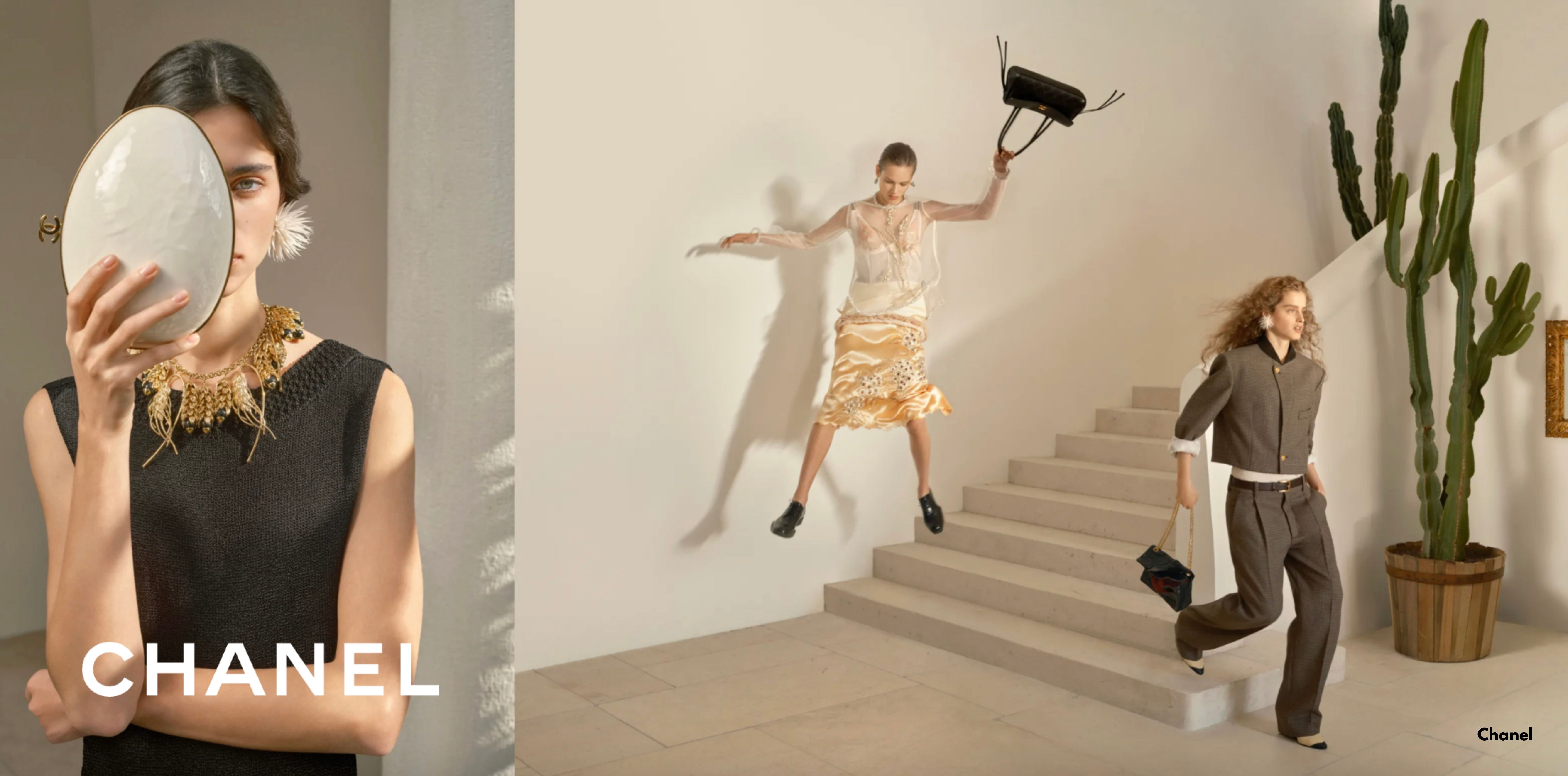 Chanel Spring Summer 2026 campaign featuring models with Chanel handbag and jewelry