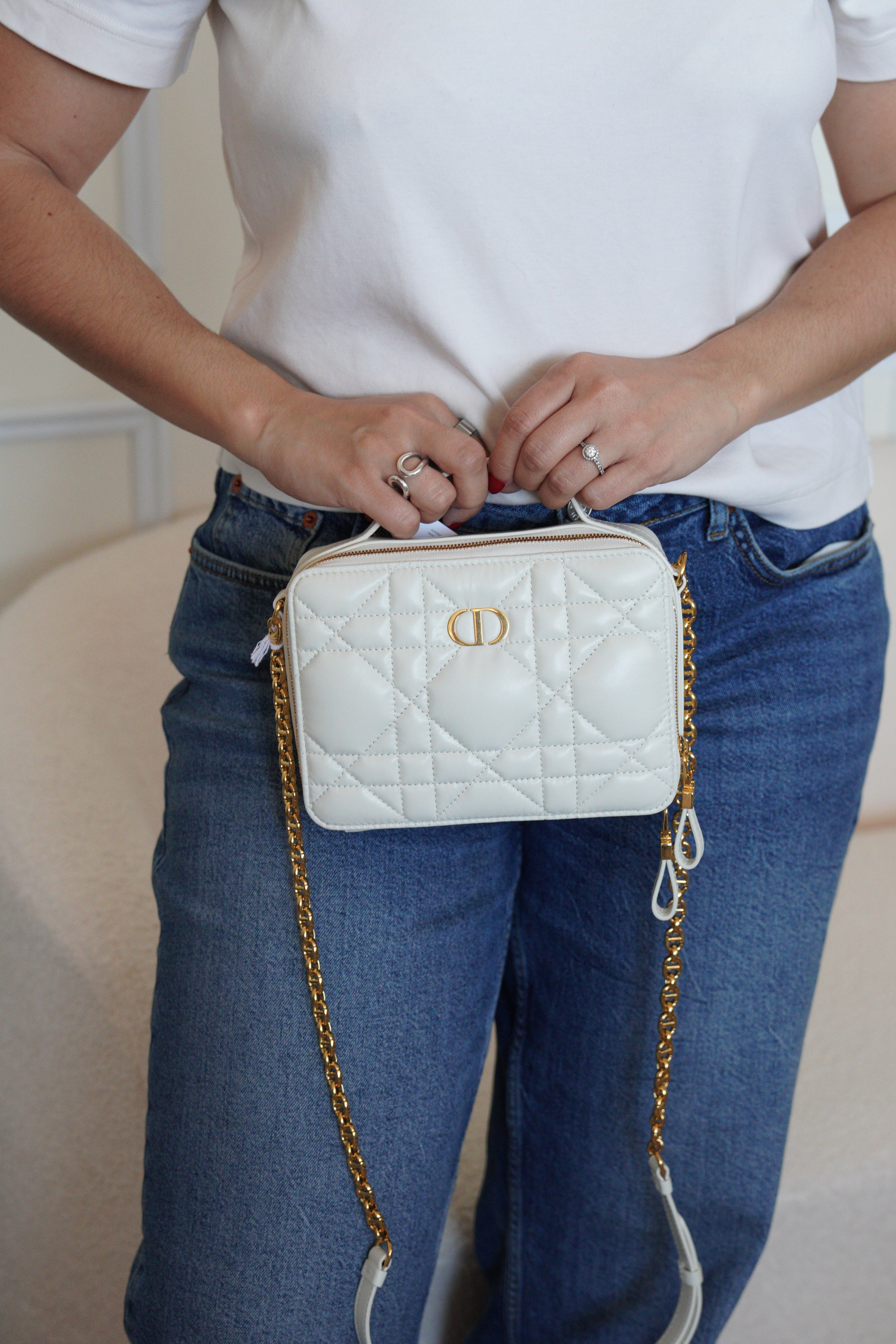 Dior Caro Pouch white cream leather – bamluxurystore