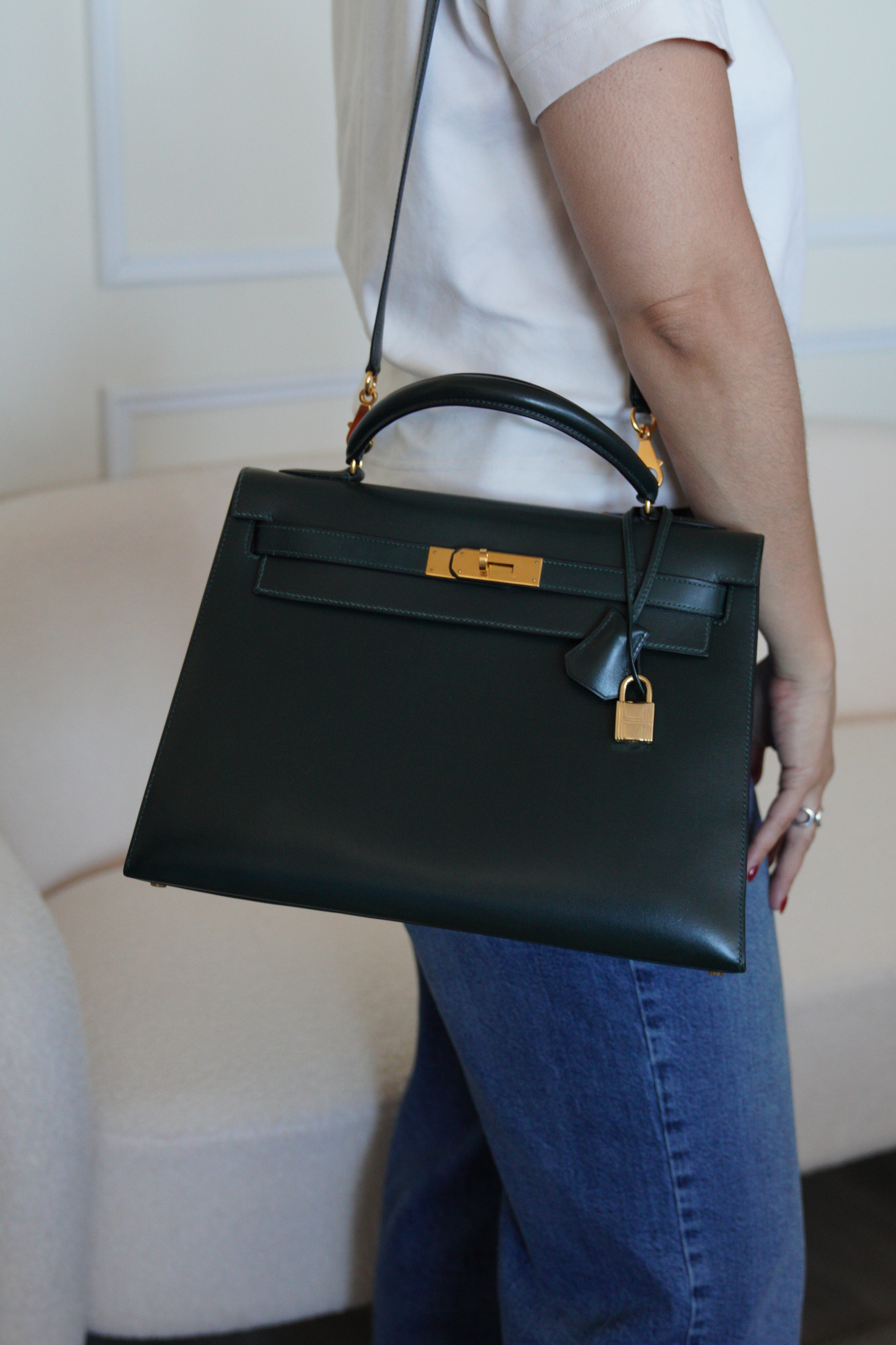 Hermès Kelly 32 vert foncé box leather gold hardware – bamluxurystore