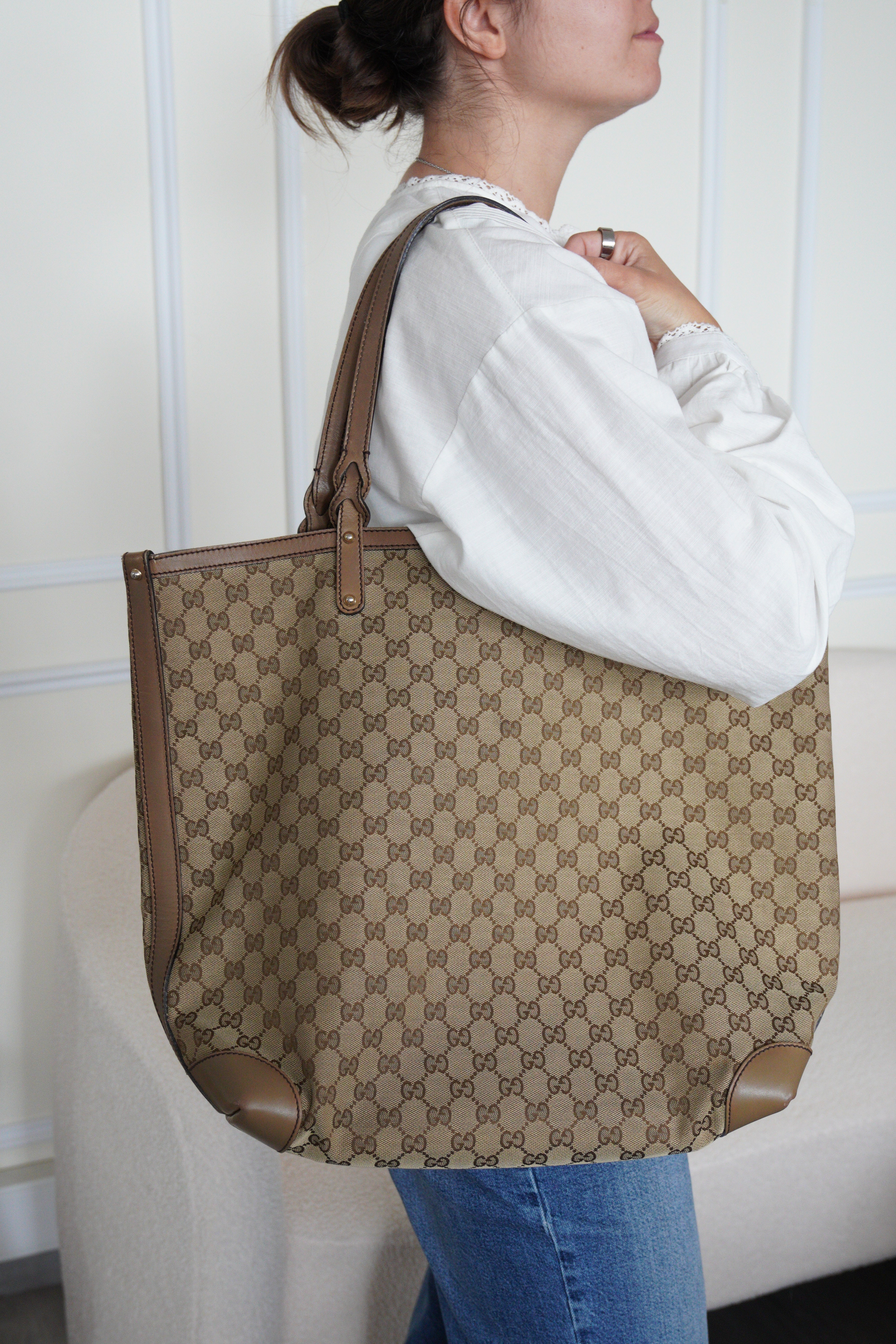 Gucci GGパターン バッグ ベージュ Gucci Tote GG Canvas Brown – bamluxurystore