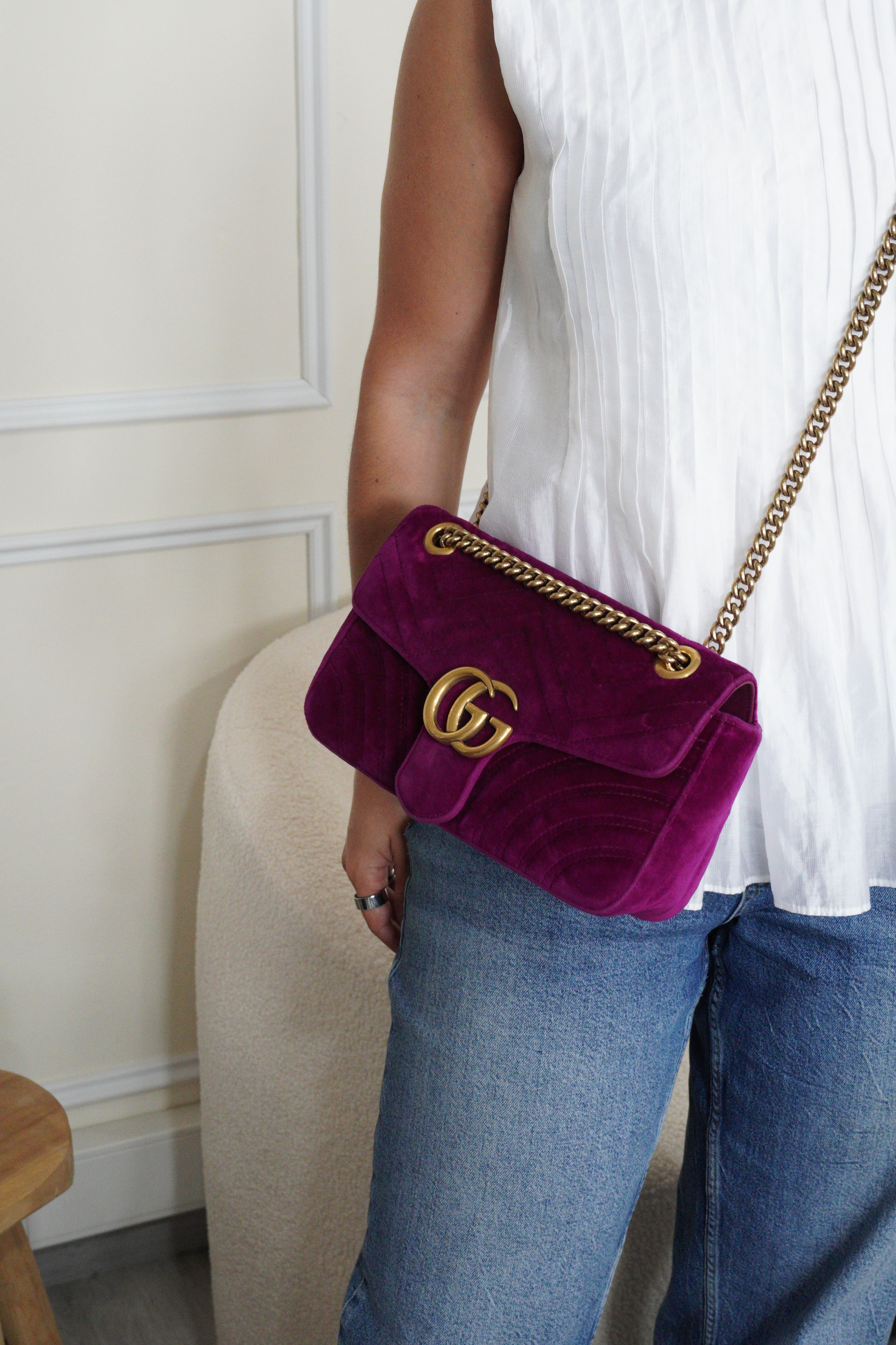 Gucci Marmont Velvet Mauve Medium – bamluxurystore