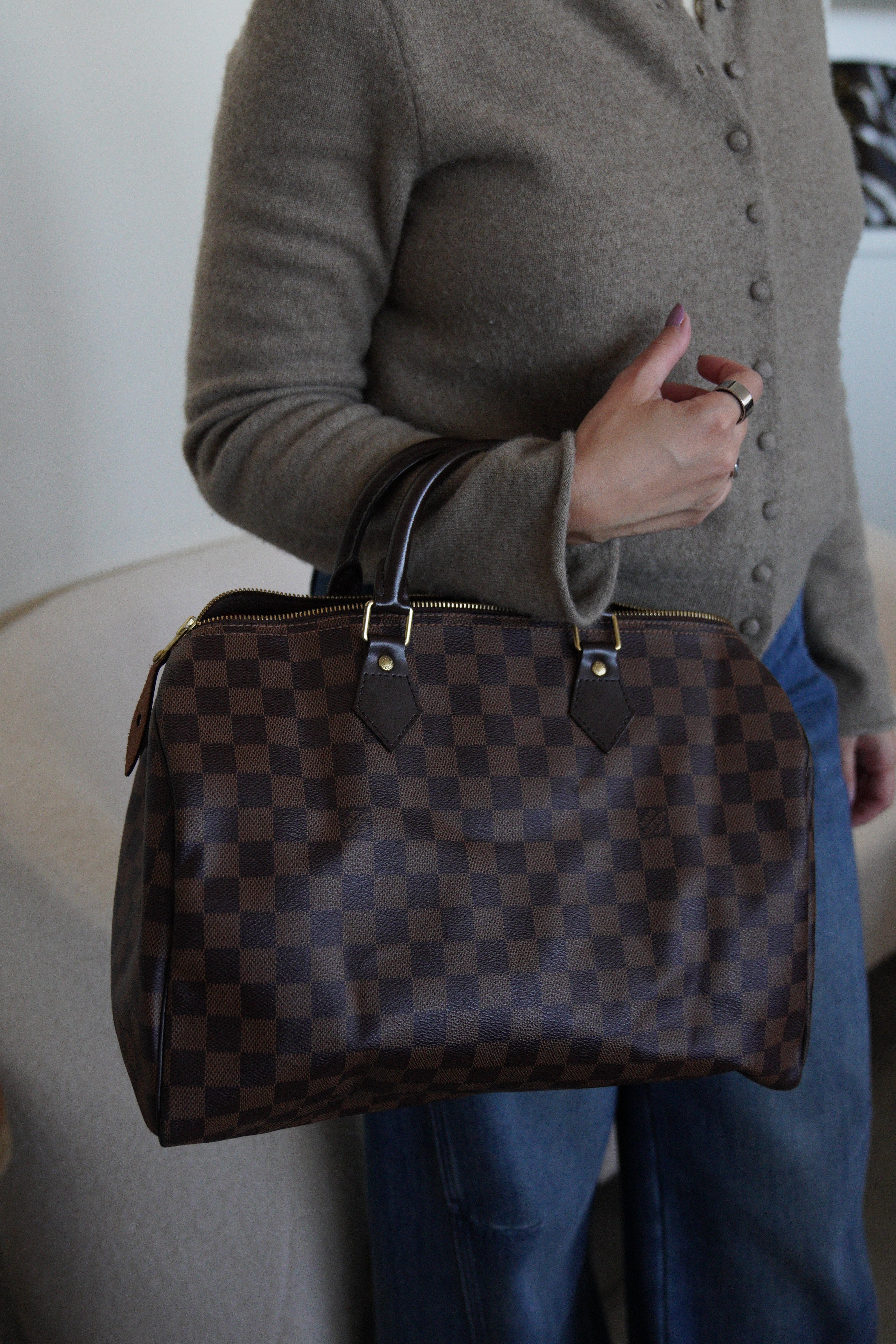 Speedy 35 damier ebene Louis Vuitton – bamluxurystore