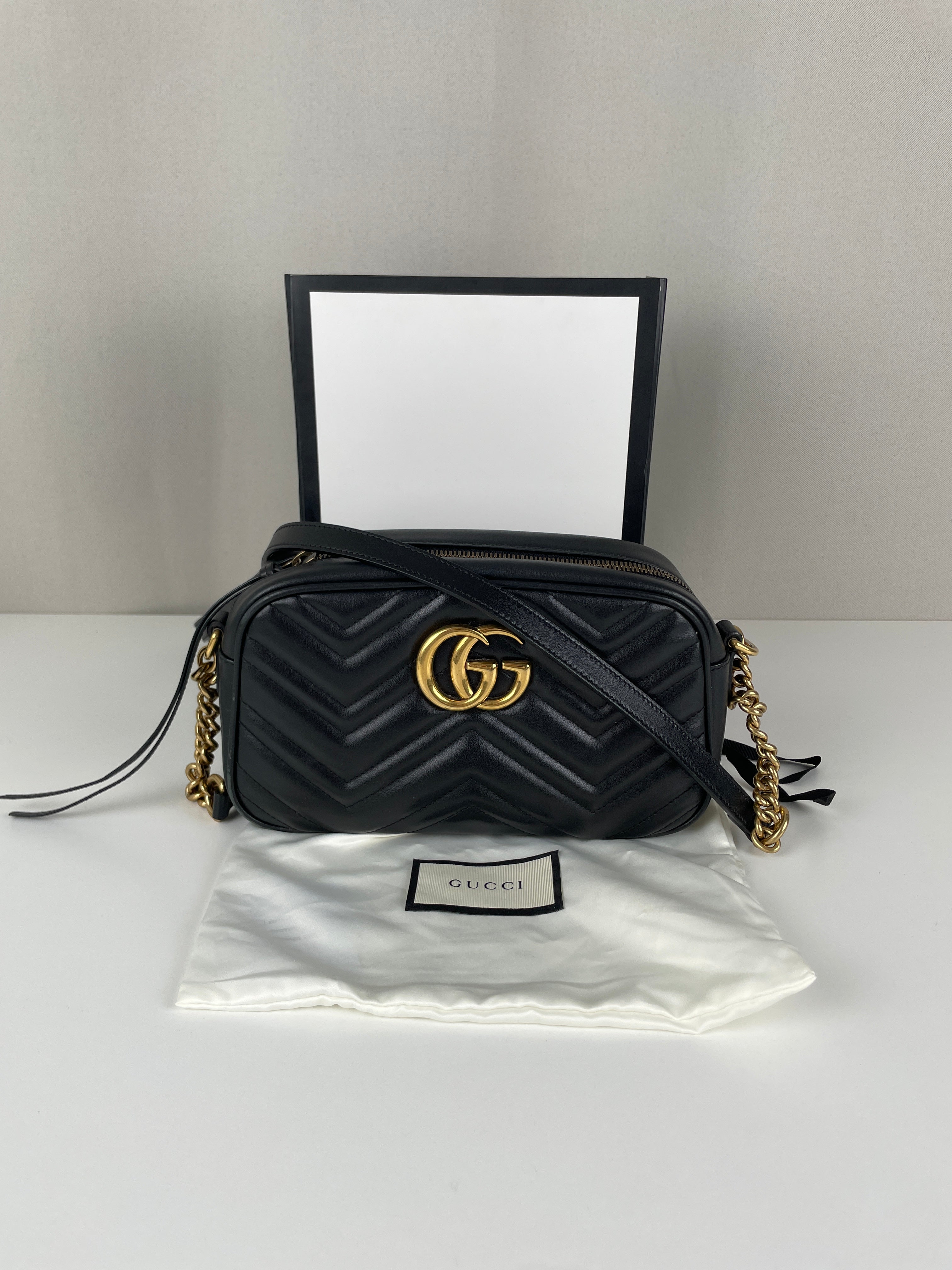 Gucci Marmont camera black leather crossbody bag – bamluxurystore