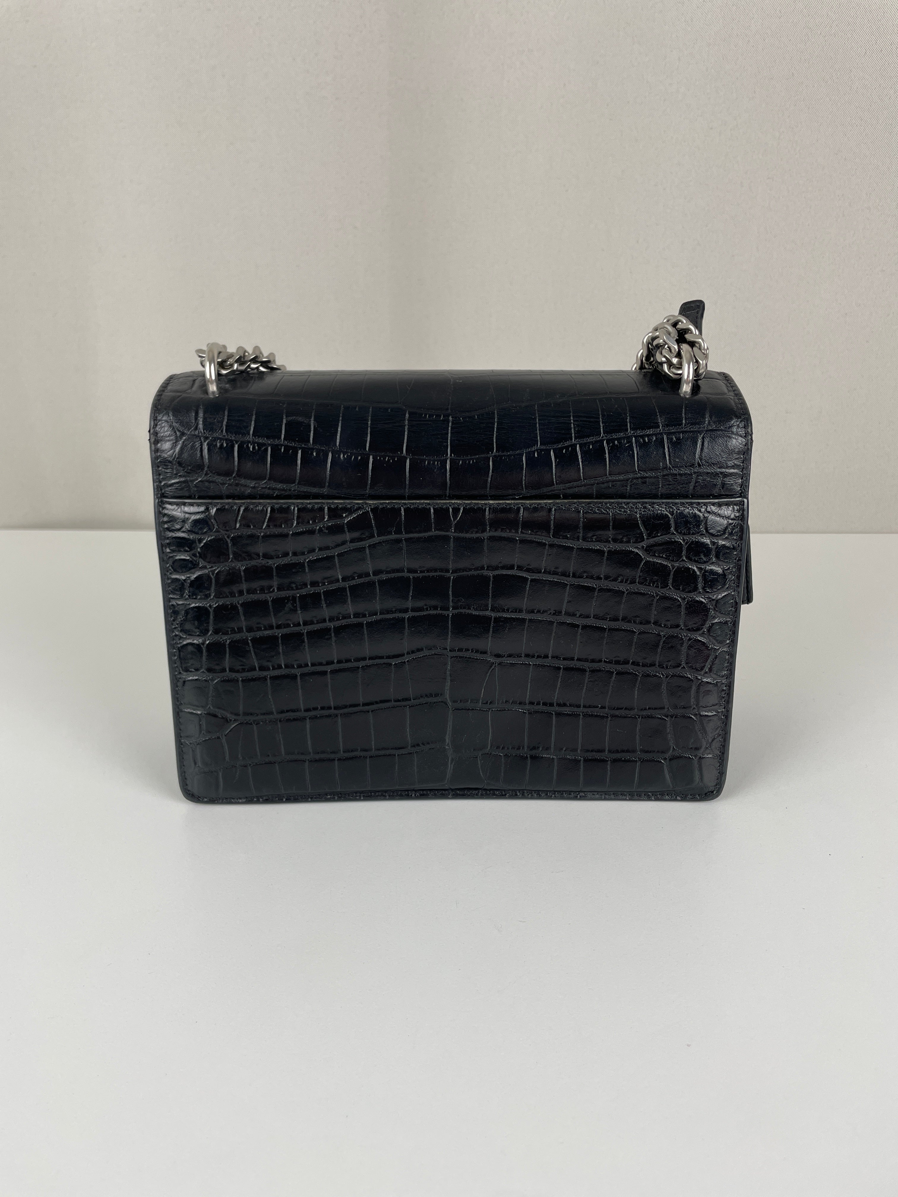 Saint Laurent Sunset Black Embossed Croco – bamluxurystore