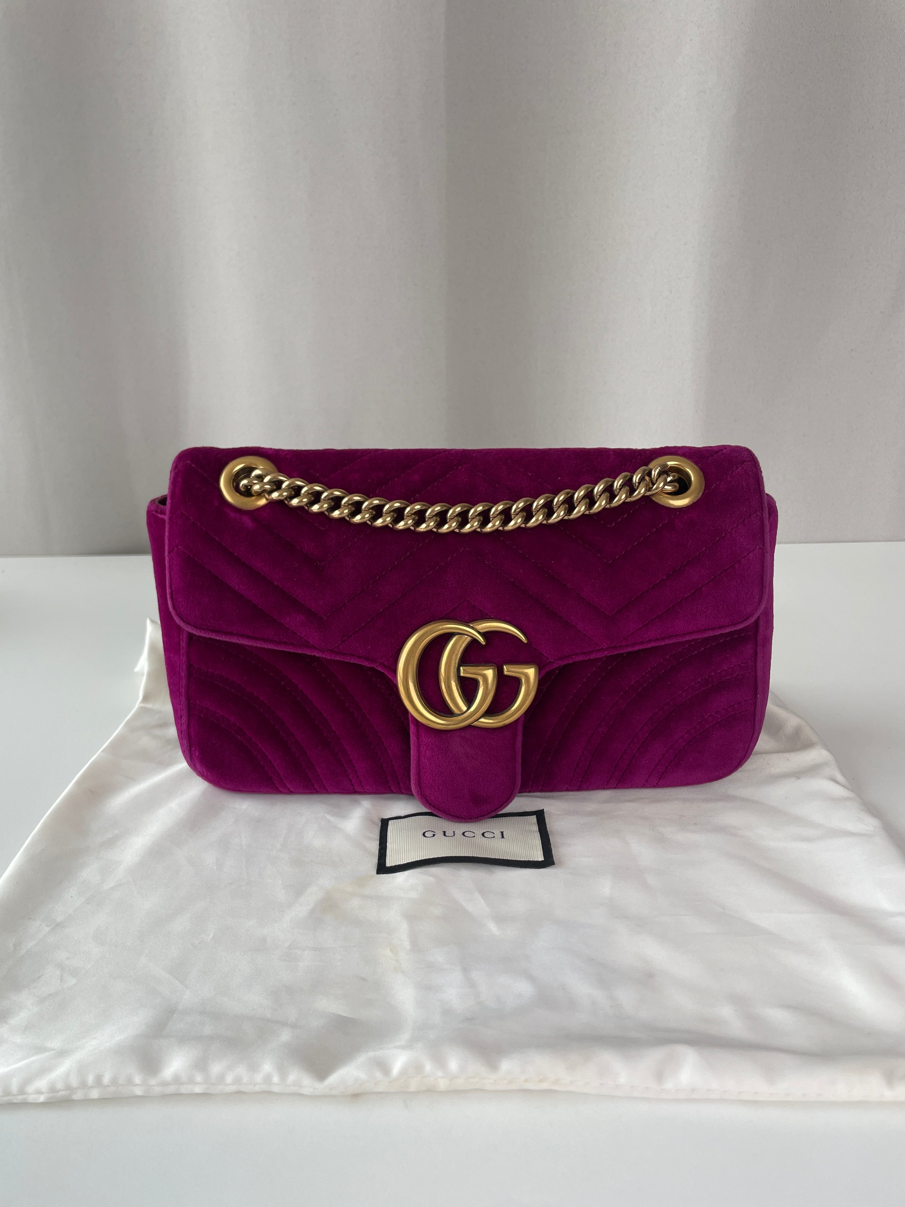 Gucci Marmont Velvet Mauve Medium – bamluxurystore