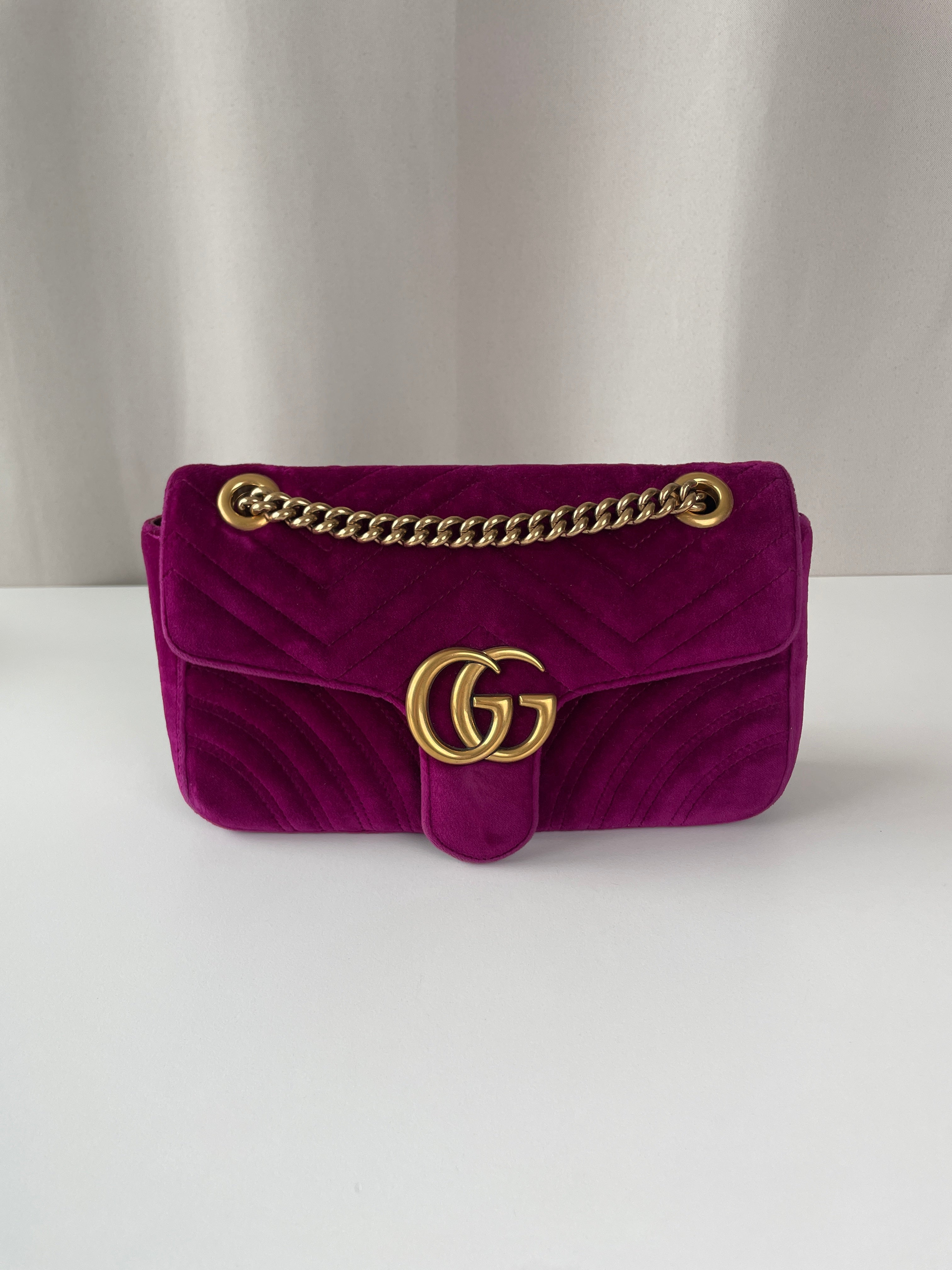 Gucci Marmont Velvet Mauve Medium – bamluxurystore