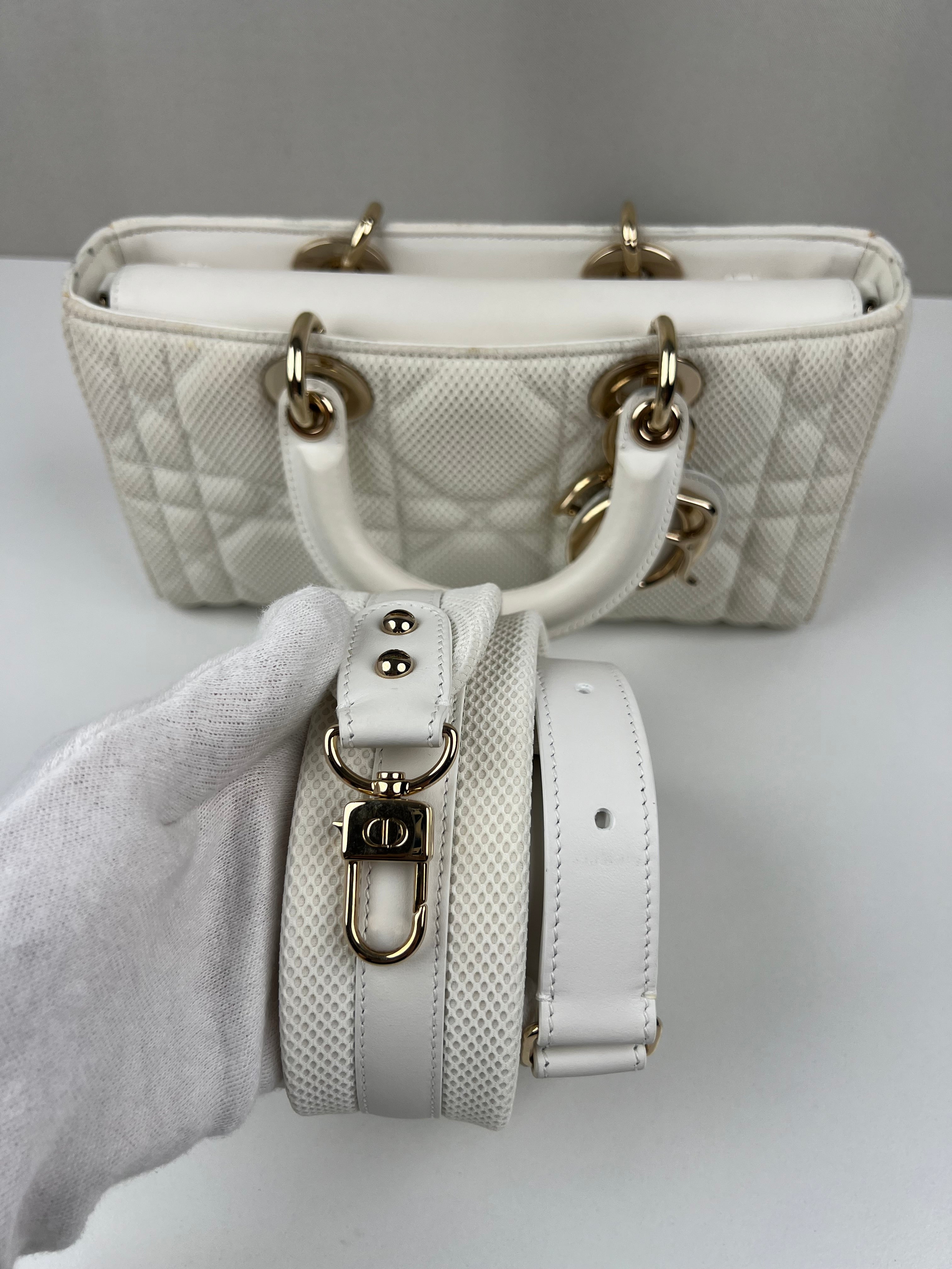 Dior Lady D-Joy medium white fabric crossbody bag – bamluxurystore
