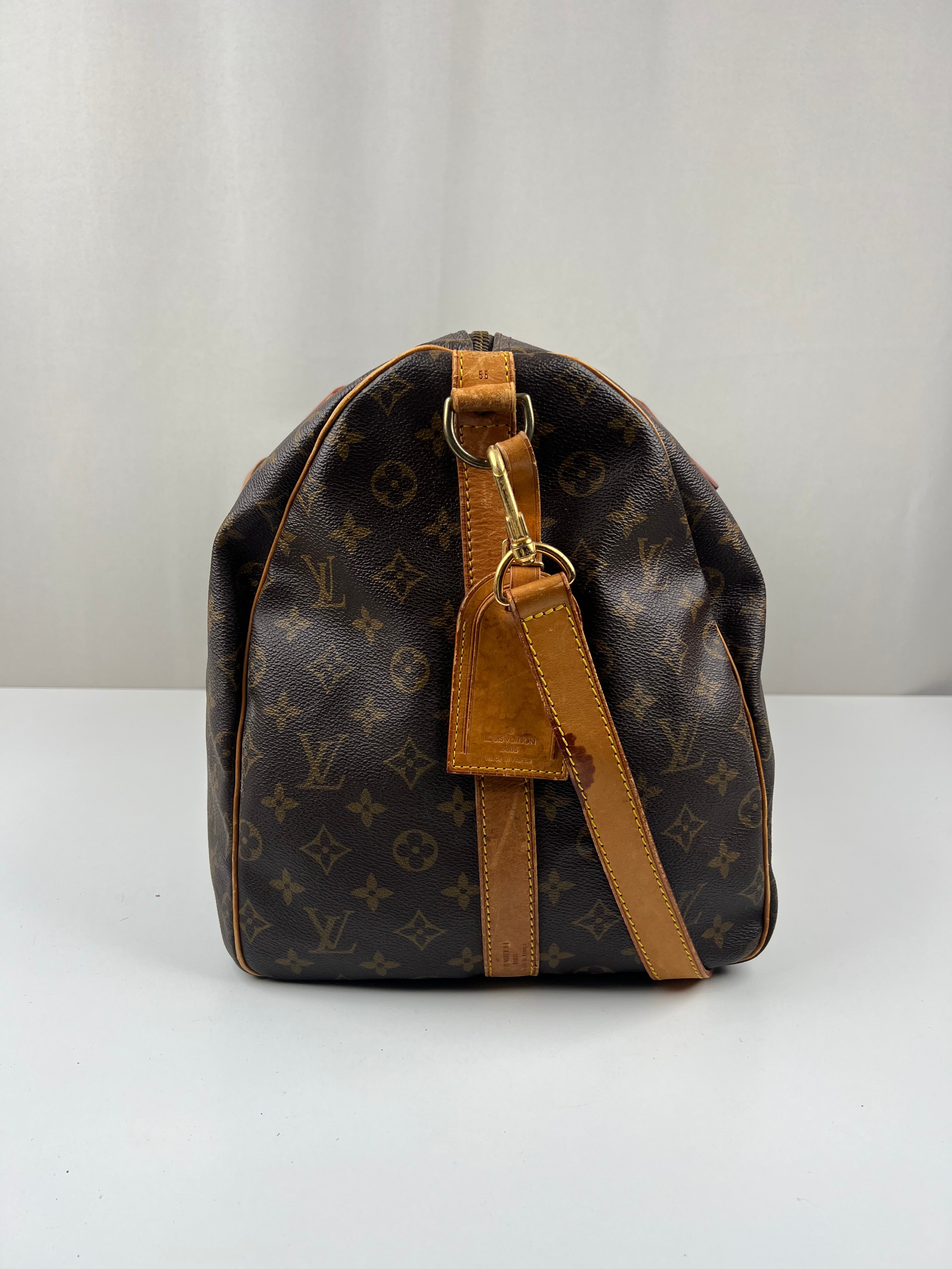 Louis Vuitton Keepall 55 brown monogram with strap – bamluxurystore