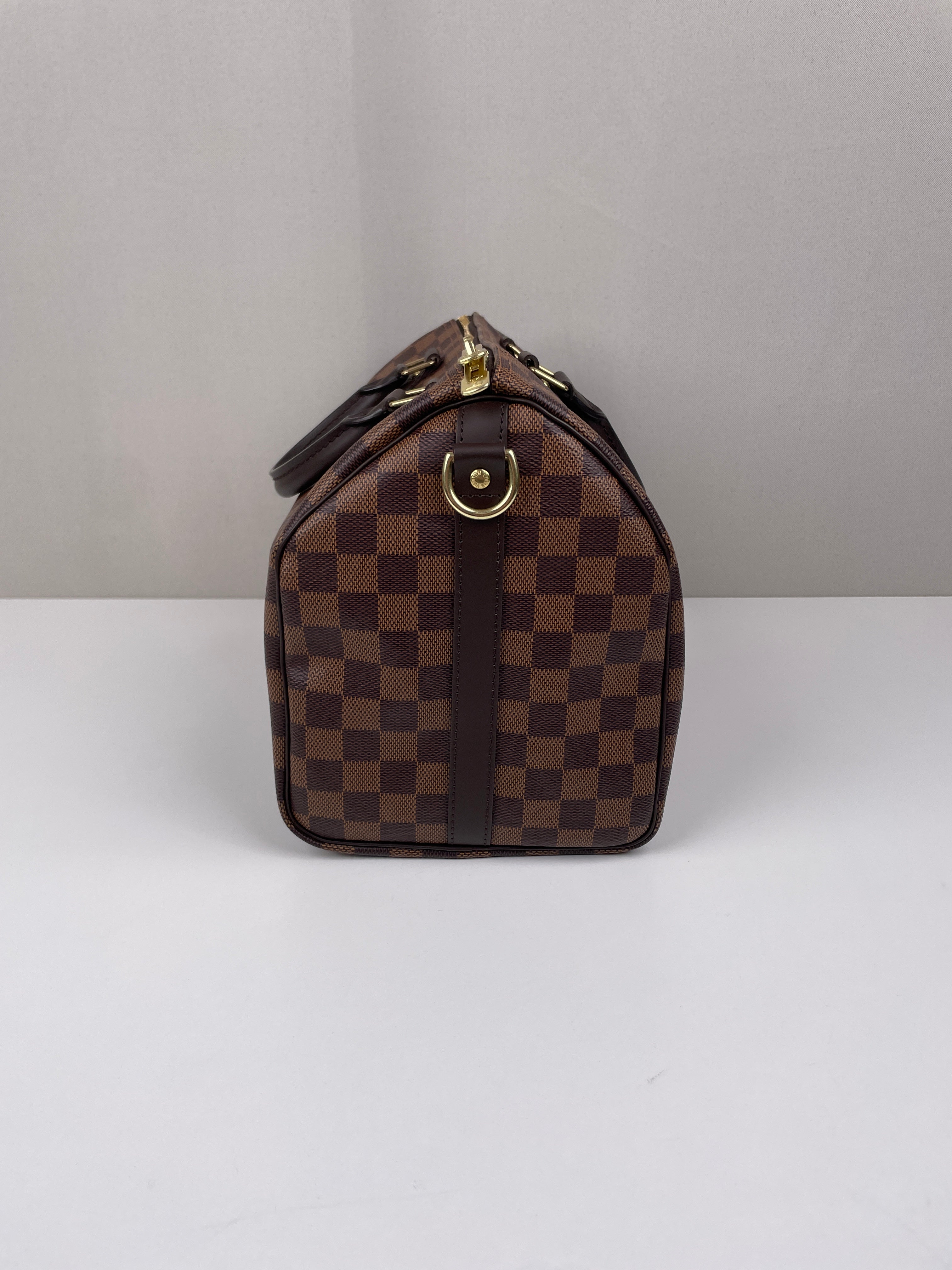 Louis Vuitton speedy 30 brown damier ébène with strap – bamluxurystore