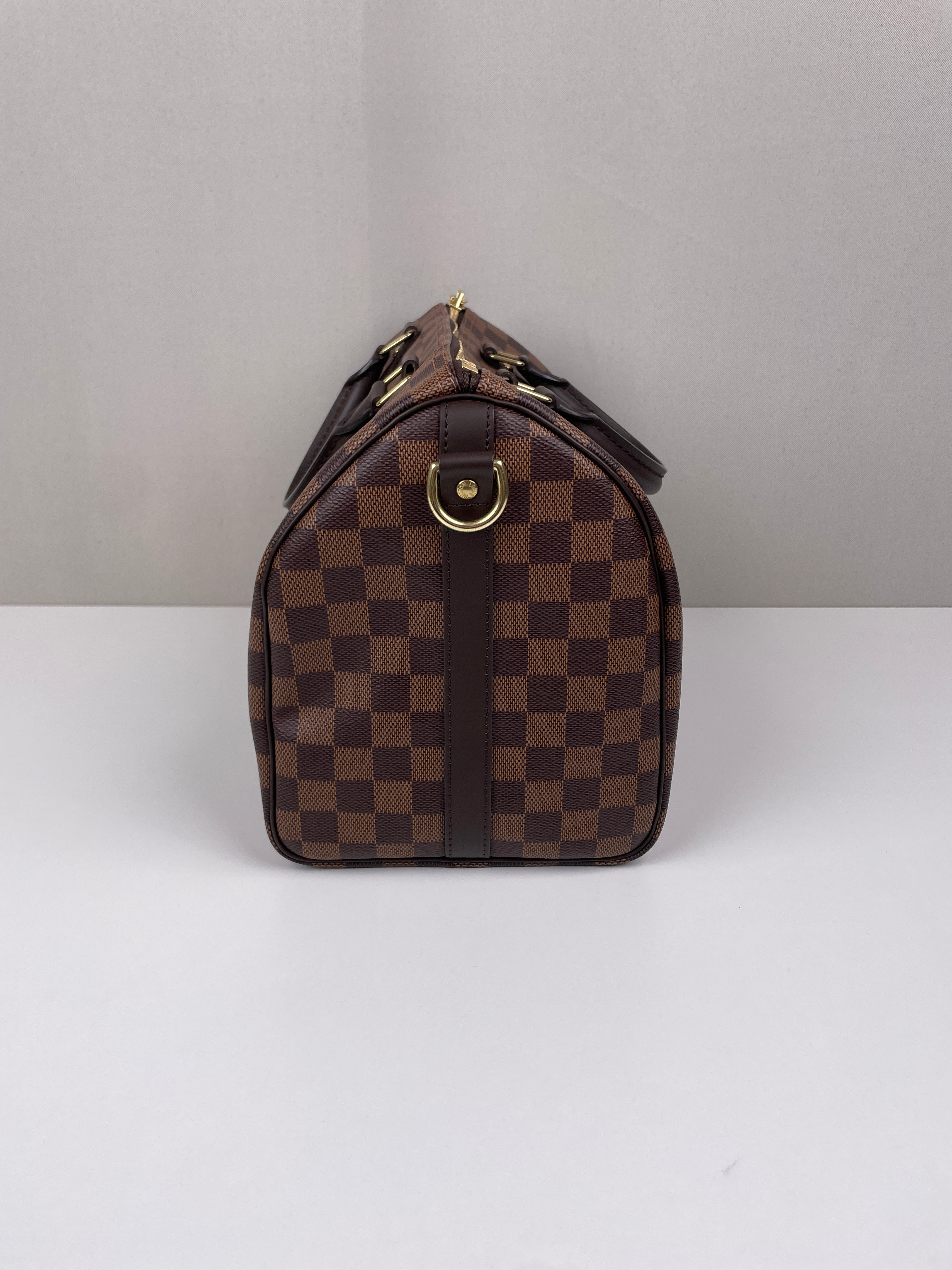 Louis Vuitton speedy 30 brown damier ébène with strap – bamluxurystore