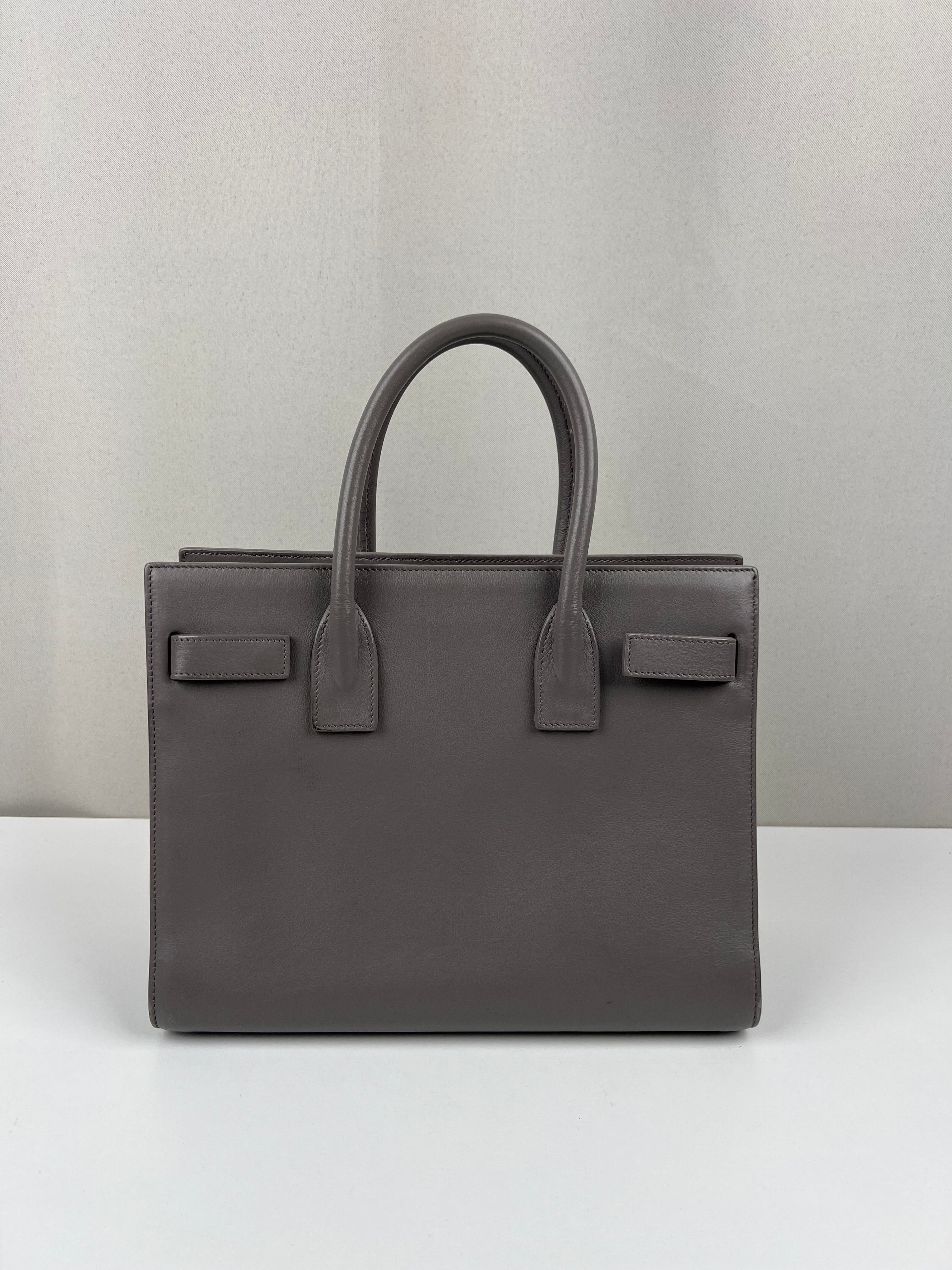 Saint Laurent Sac de jour baby grey handbag – bamluxurystore