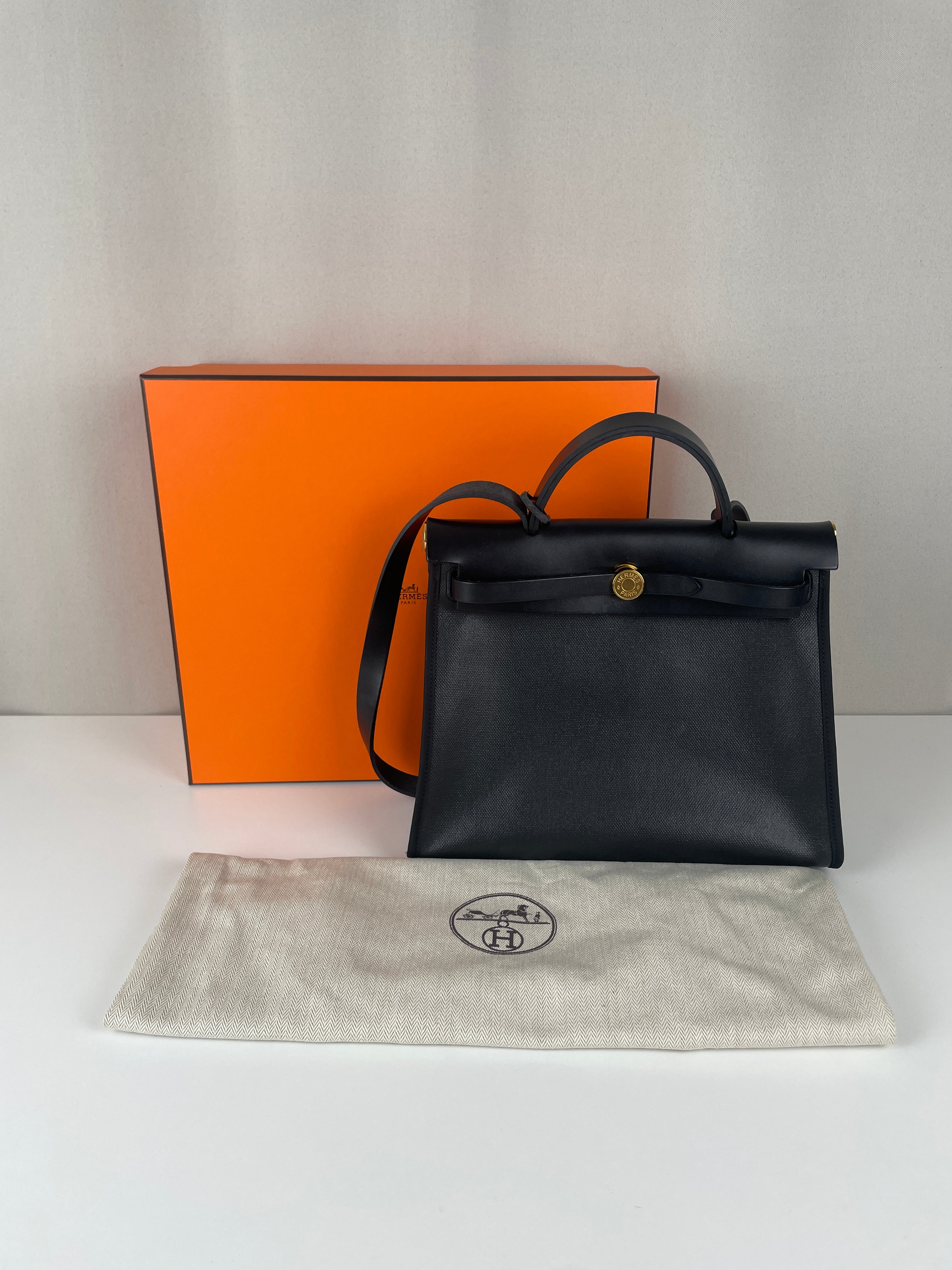 Coated Canvas Herbag Leather Hermès Herbag Backpack, Hermès