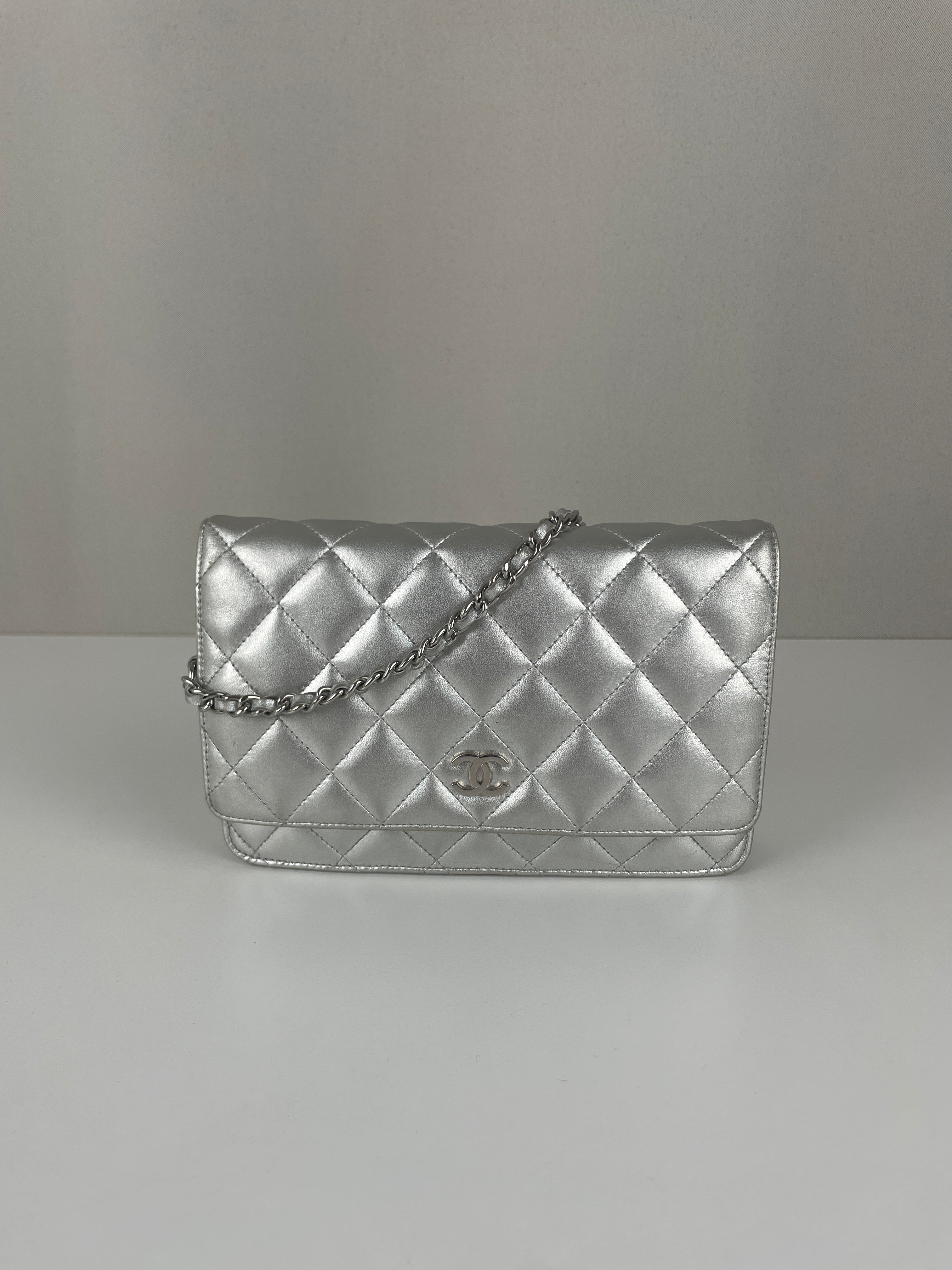 Chanel WOC grey silver leather silver hardware – bamluxurystore