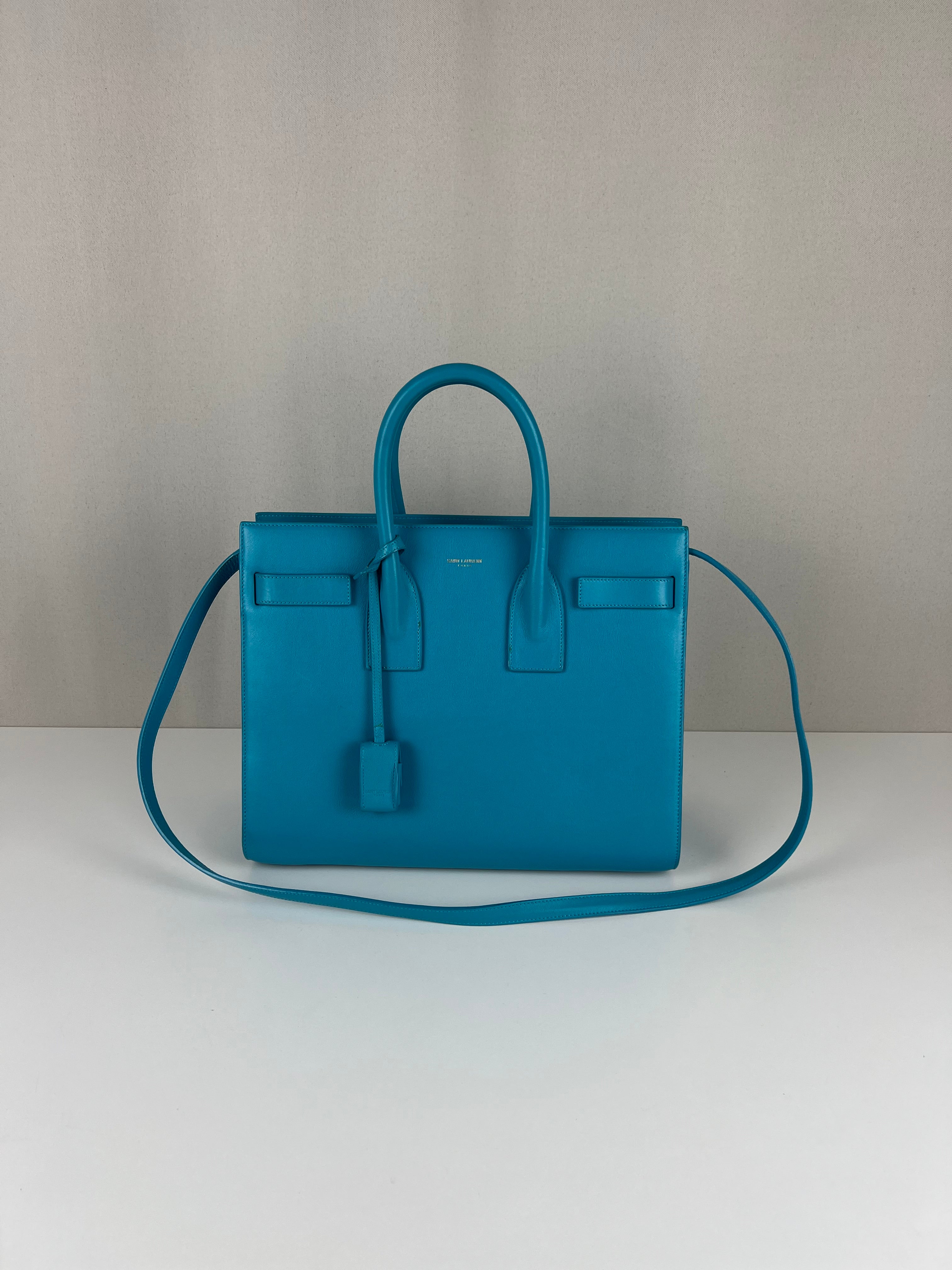 Saint Laurent Sac de Jour blue leather – bamluxurystore