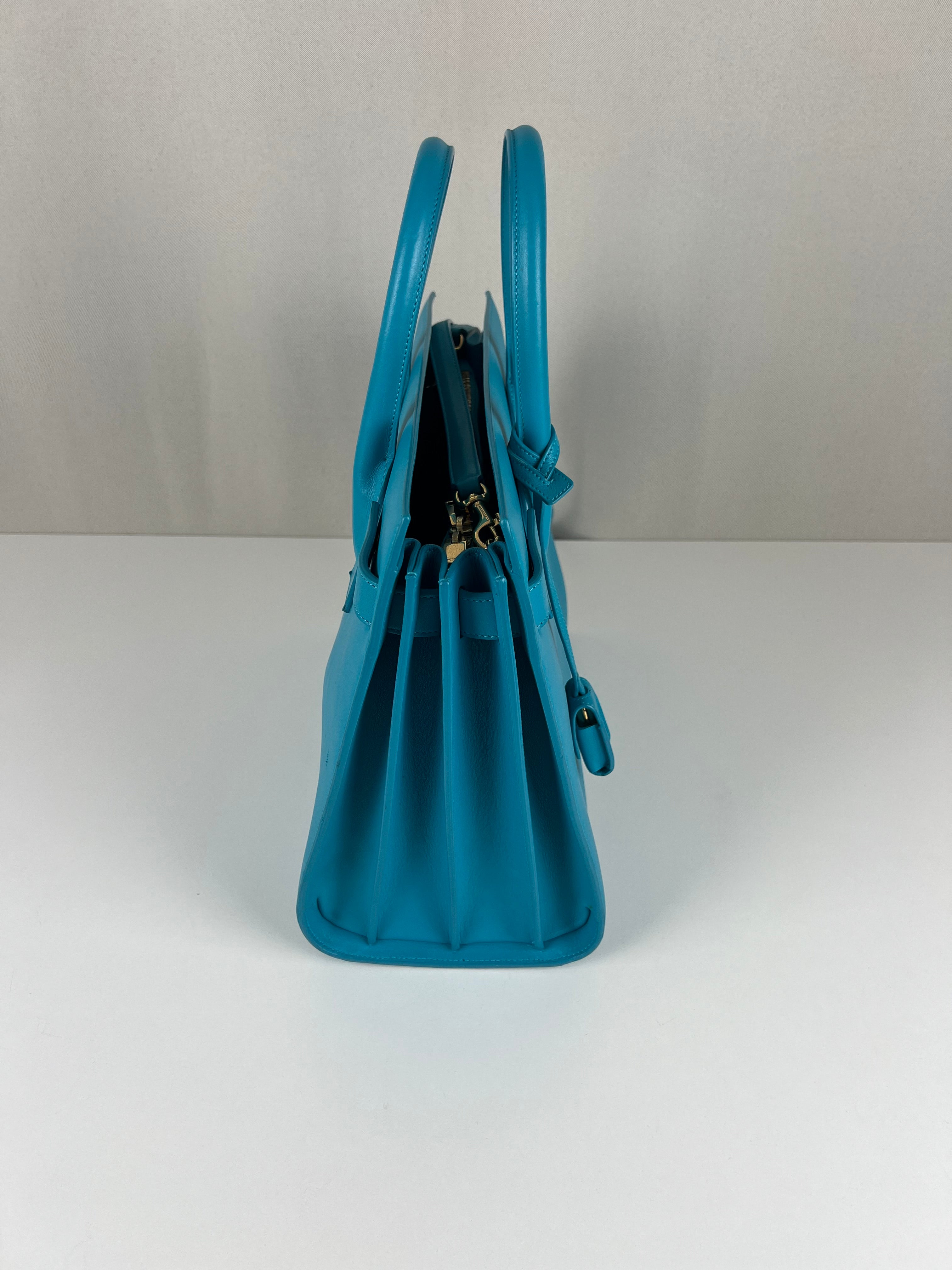 Saint Laurent Sac de Jour blue leather – bamluxurystore