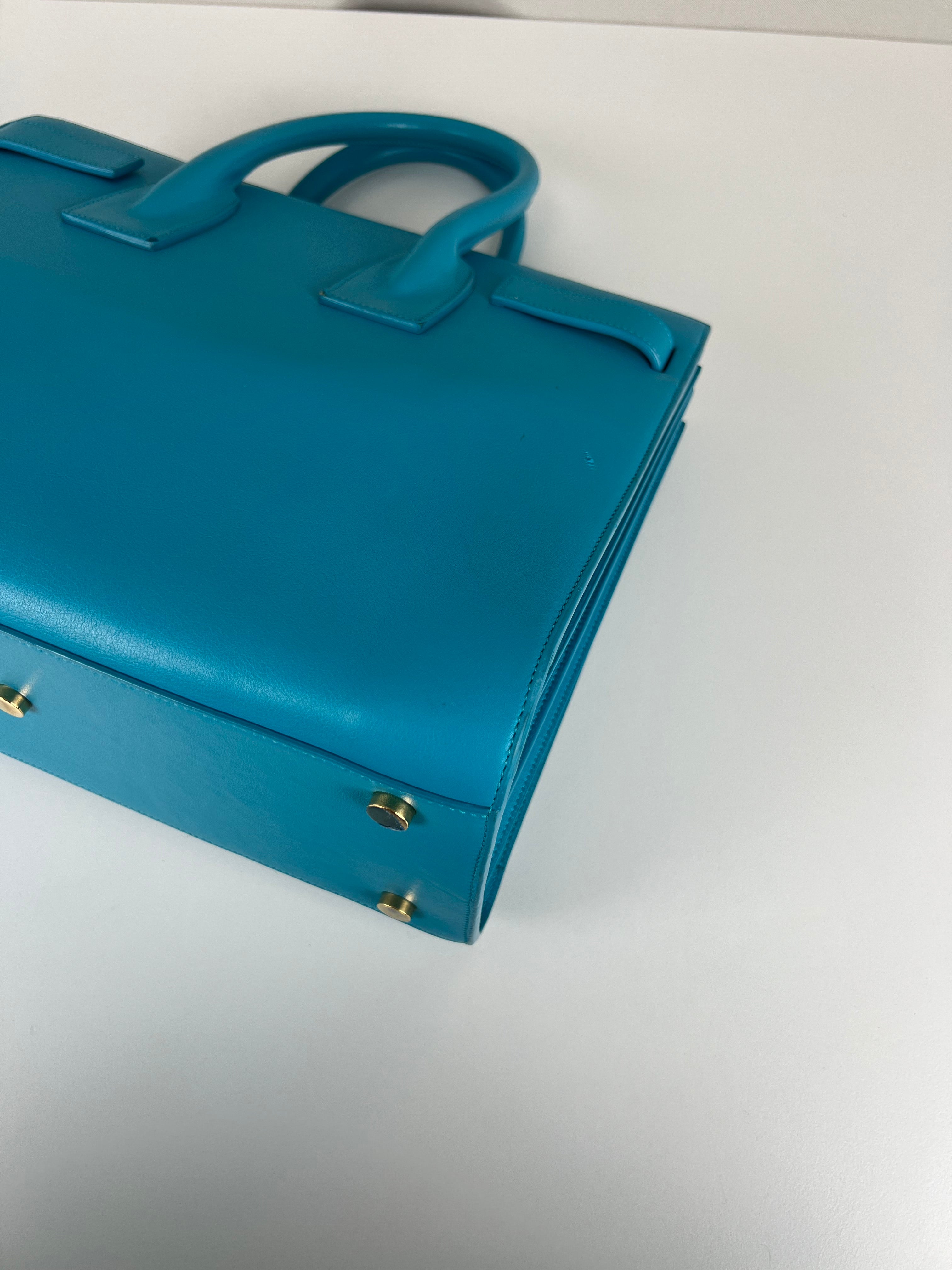 Saint Laurent Sac de Jour blue leather – bamluxurystore