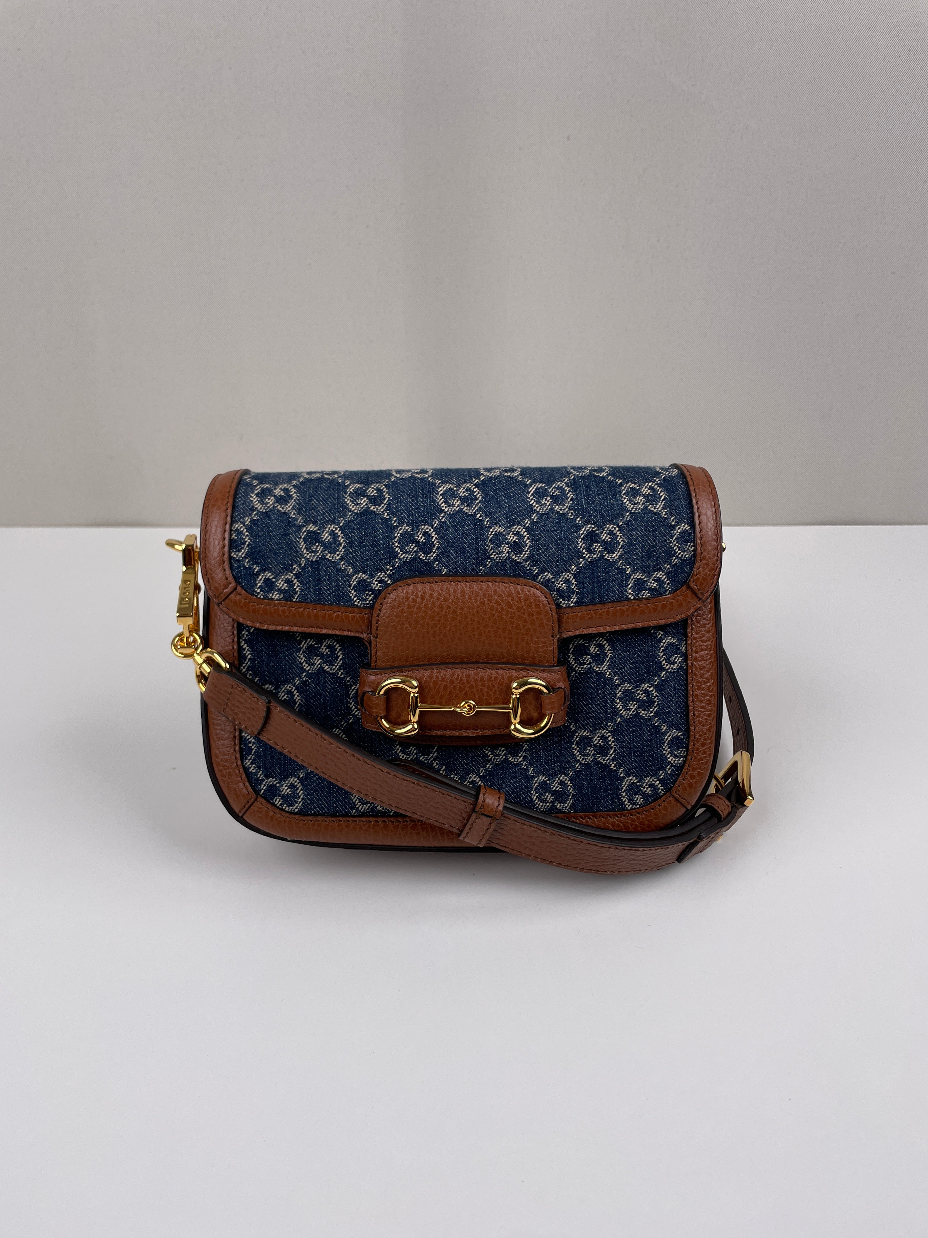 Gucci Horsebit denim brown crossbody bag – bamluxurystore