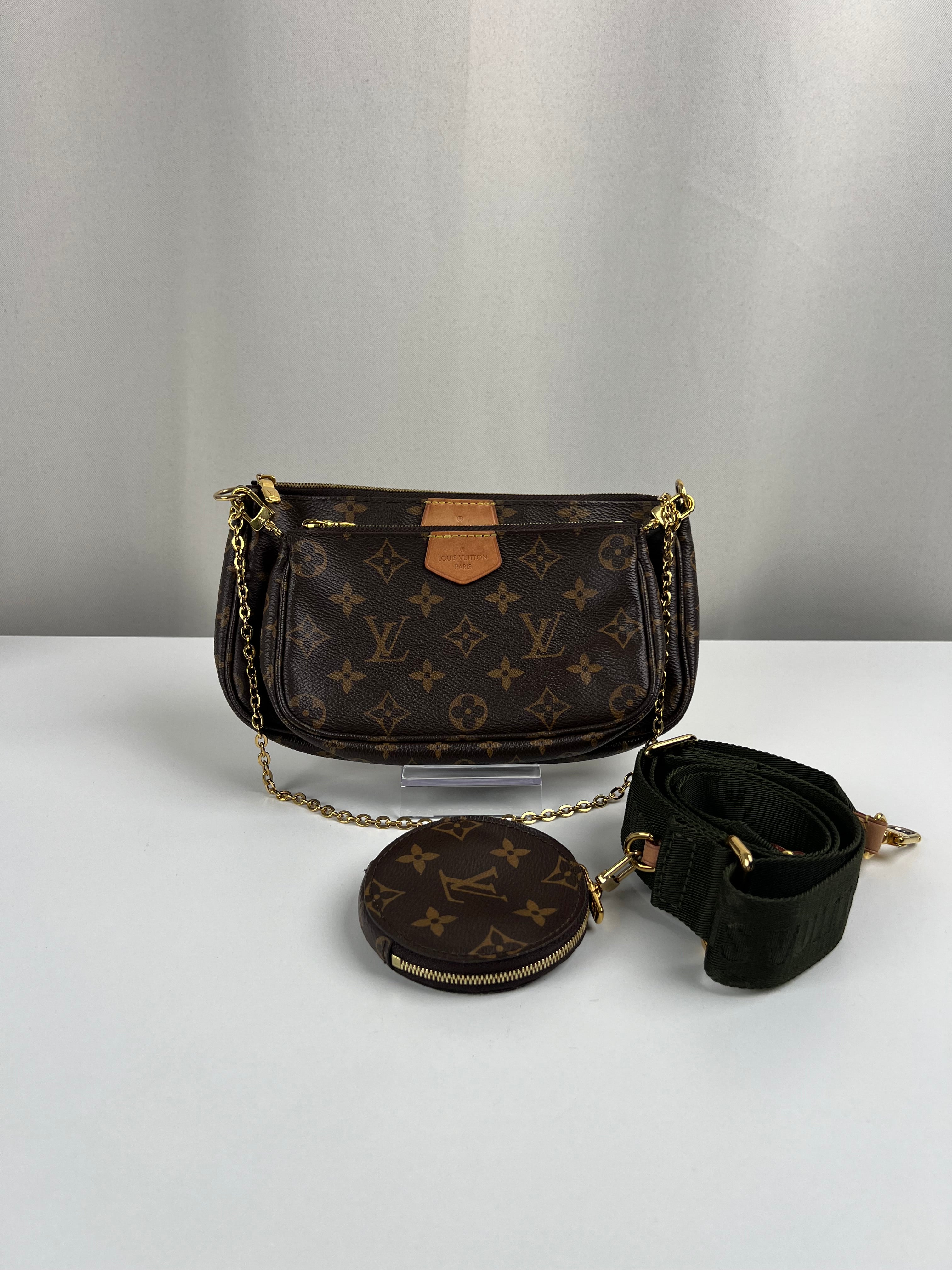 ルイヴィトン LOUIS VUITTON バケット Louis Vuitton Multi Pochette green strap – bamluxurystore