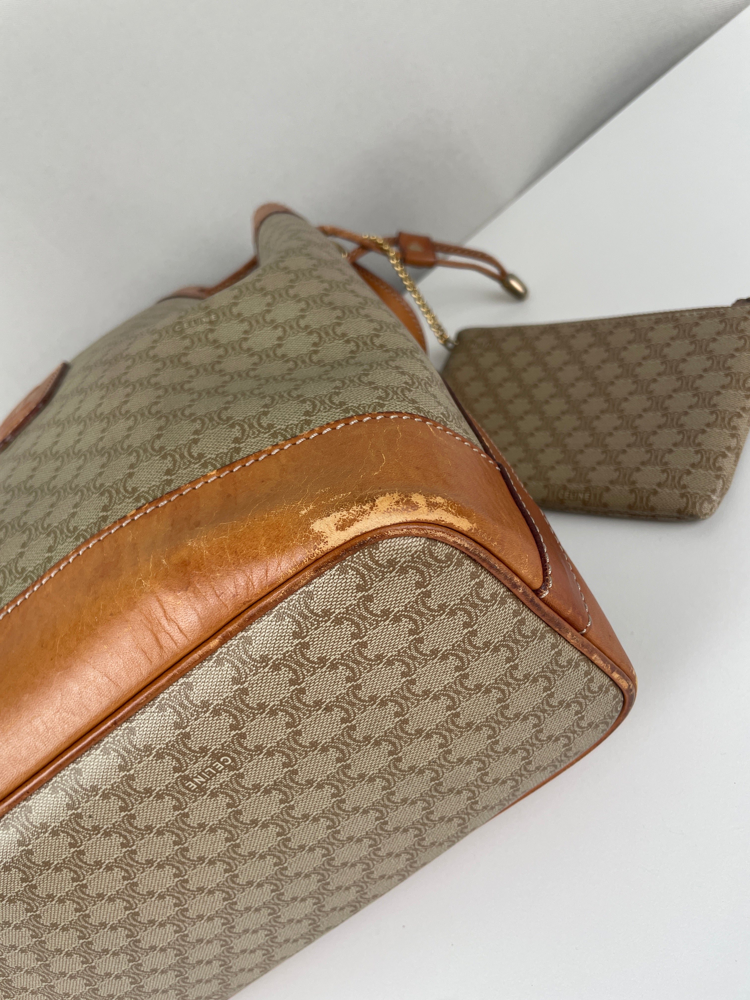 Sac Seau Céline Macadam Beige avec Pochette