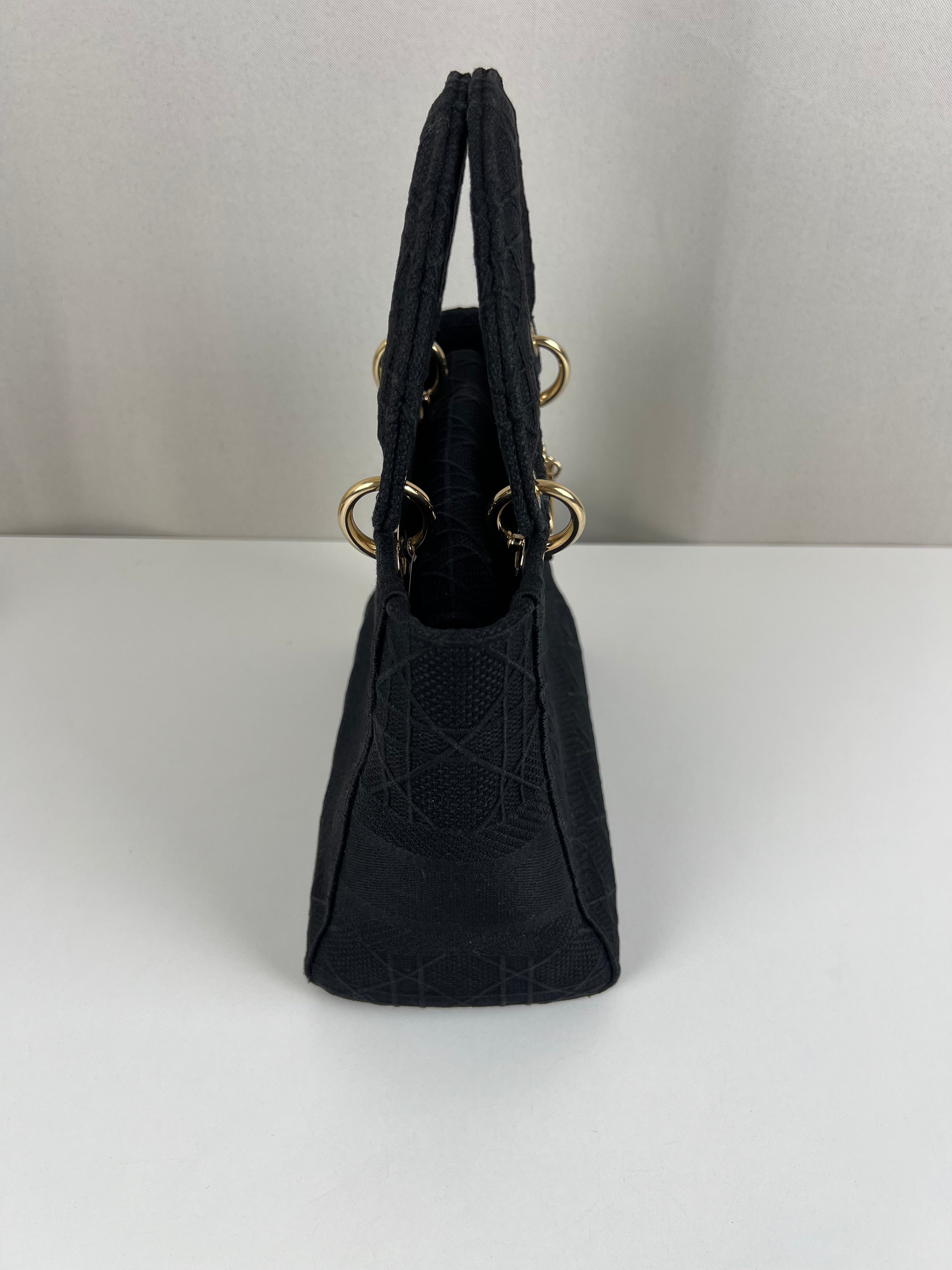 Lady Dior D-lite Black medium fabric bag – bamluxurystore