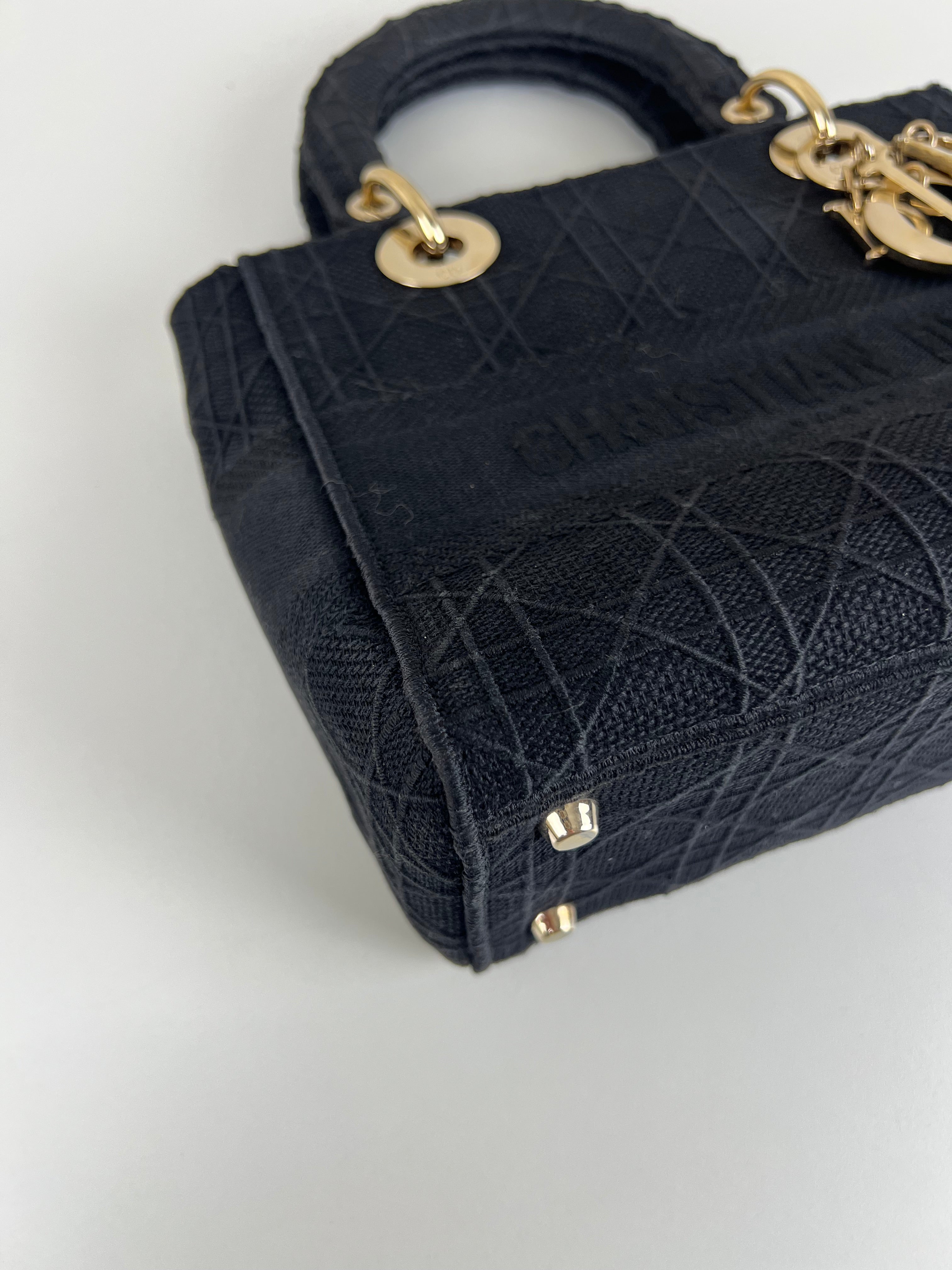 Lady Dior D-lite Black medium fabric bag – bamluxurystore