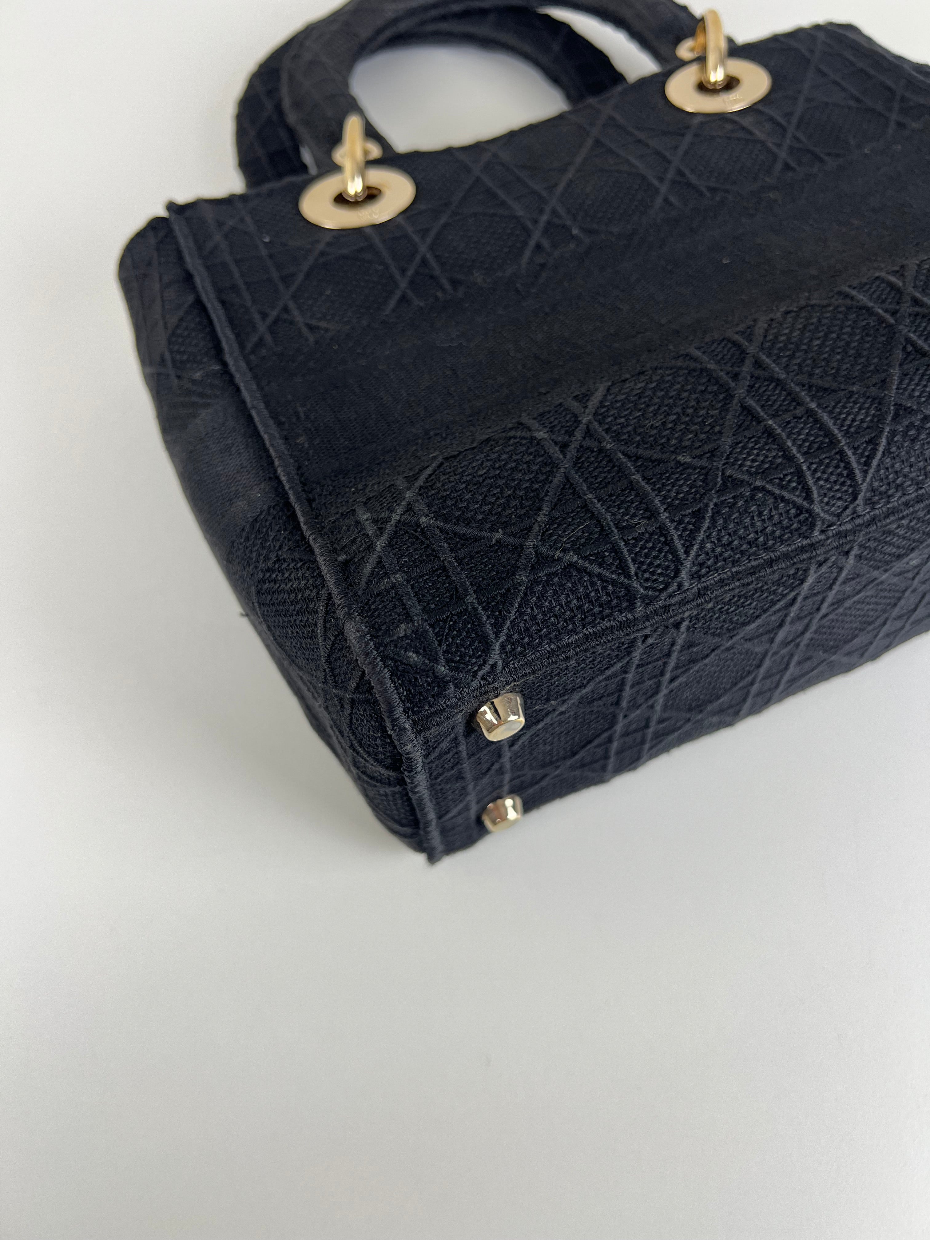 Lady Dior D-lite Black medium fabric bag – bamluxurystore