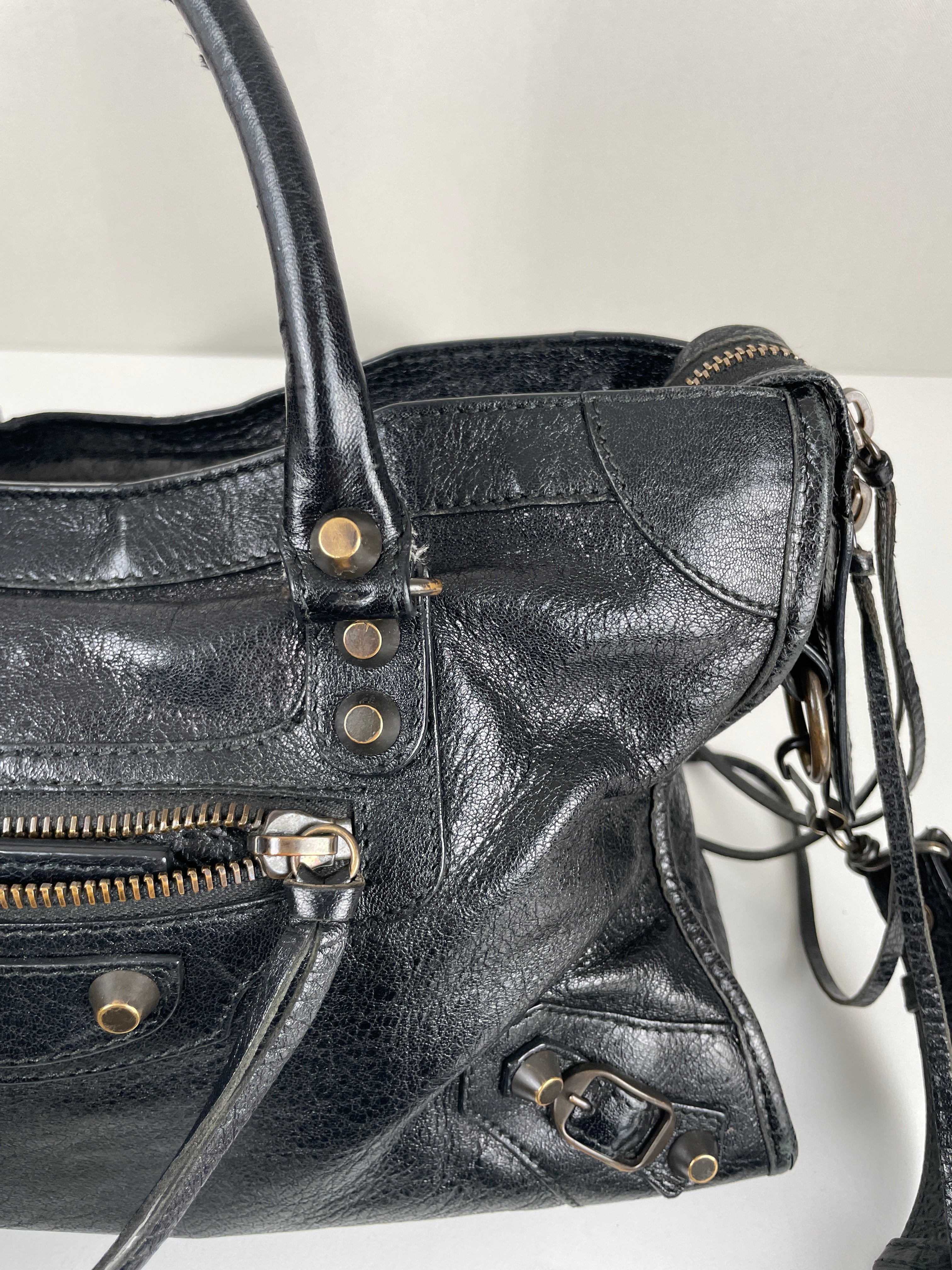 Balenciaga small city bag black leather crossbody bag – bamluxurystore