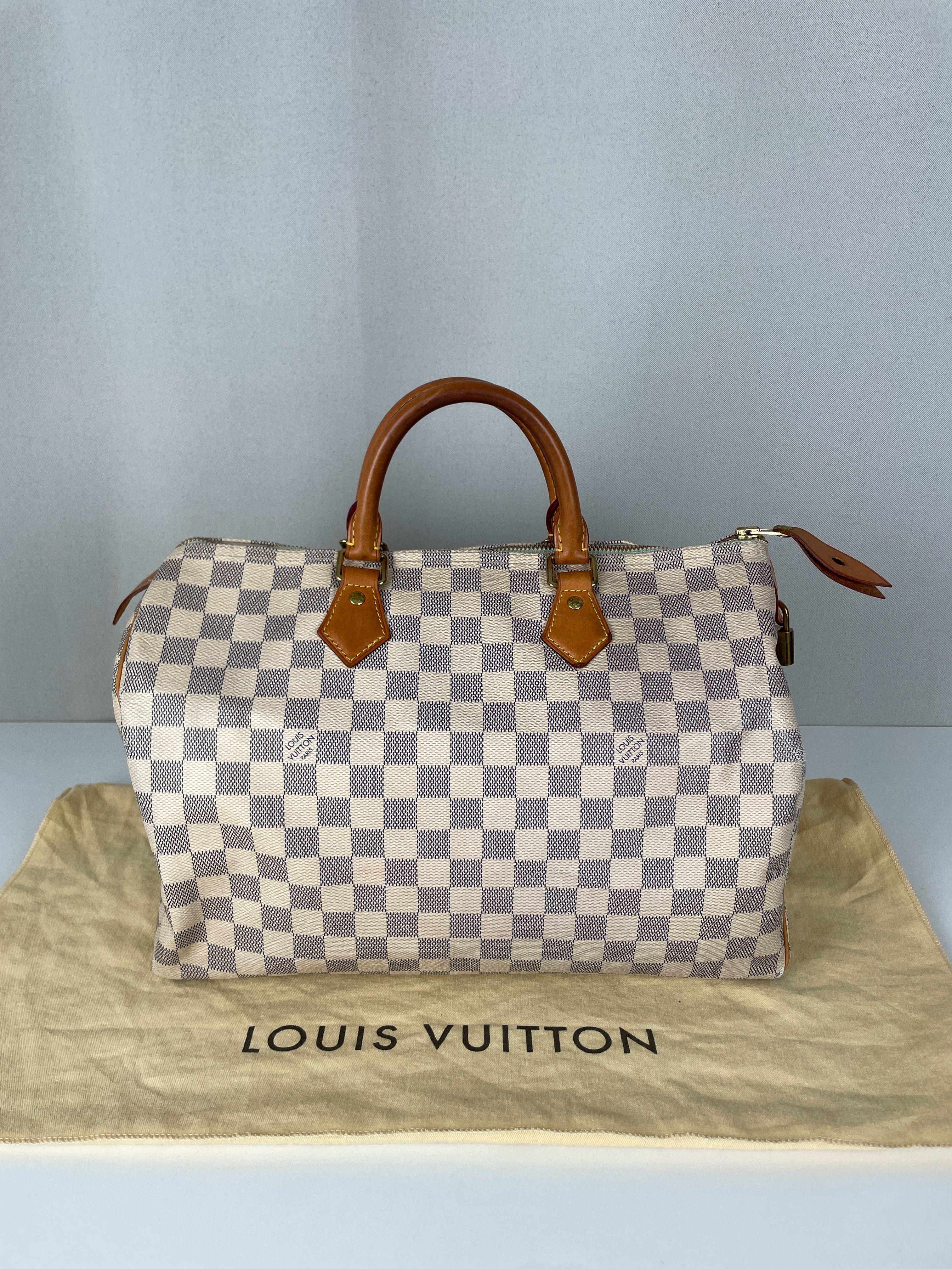 Louis Vuitton speedy 35 damier azur white canvas – bamluxurystore