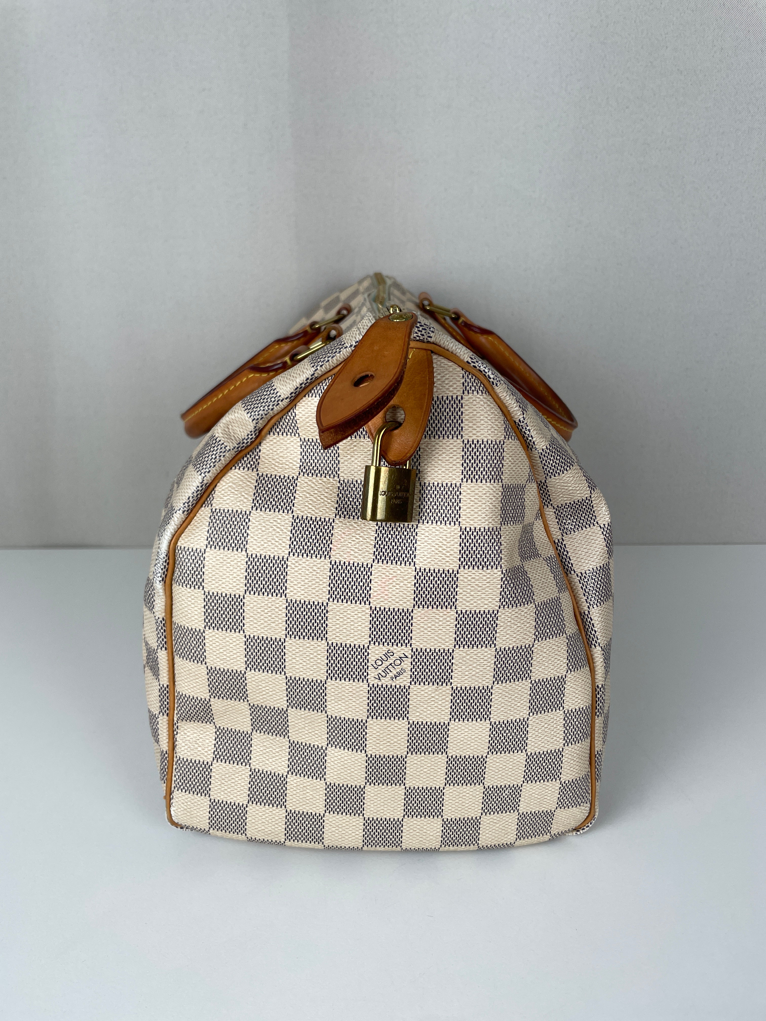 Louis Vuitton speedy 35 damier azur white canvas – bamluxurystore