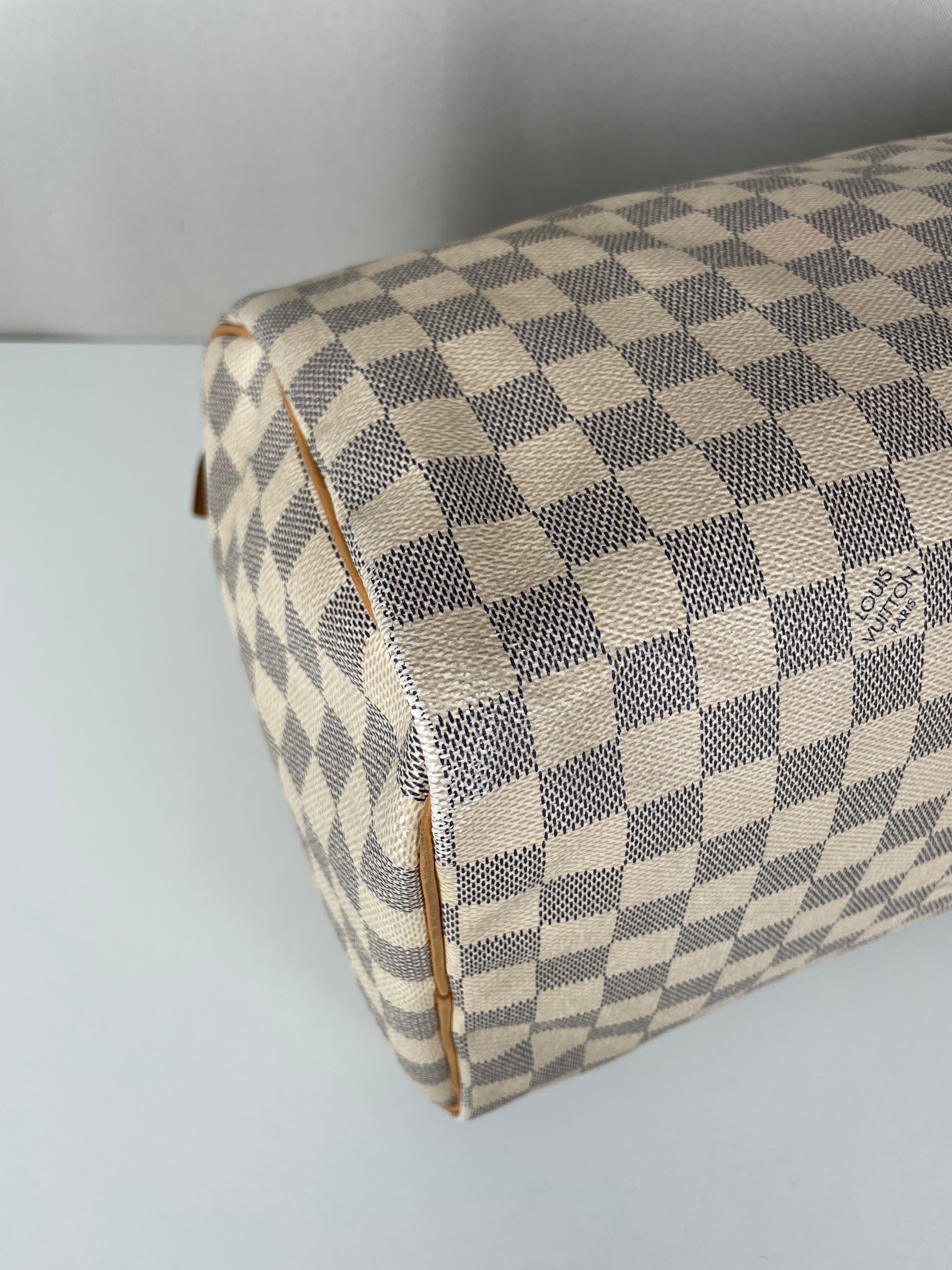 Louis Vuitton speedy 35 damier azur white canvas – bamluxurystore