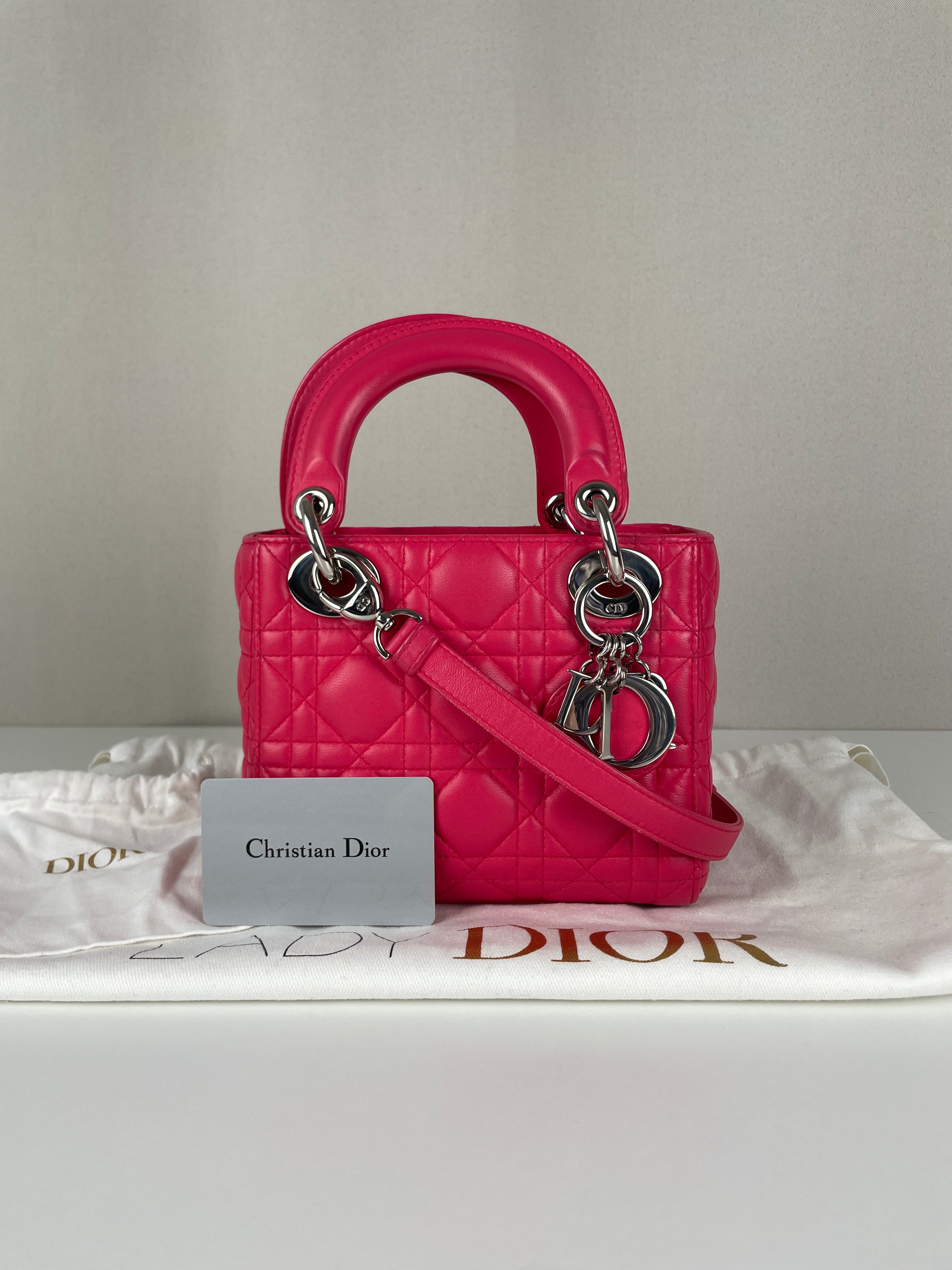 Dior レディディオール ミニ ピンク Lady Dior pink leather mini – bamluxurystore