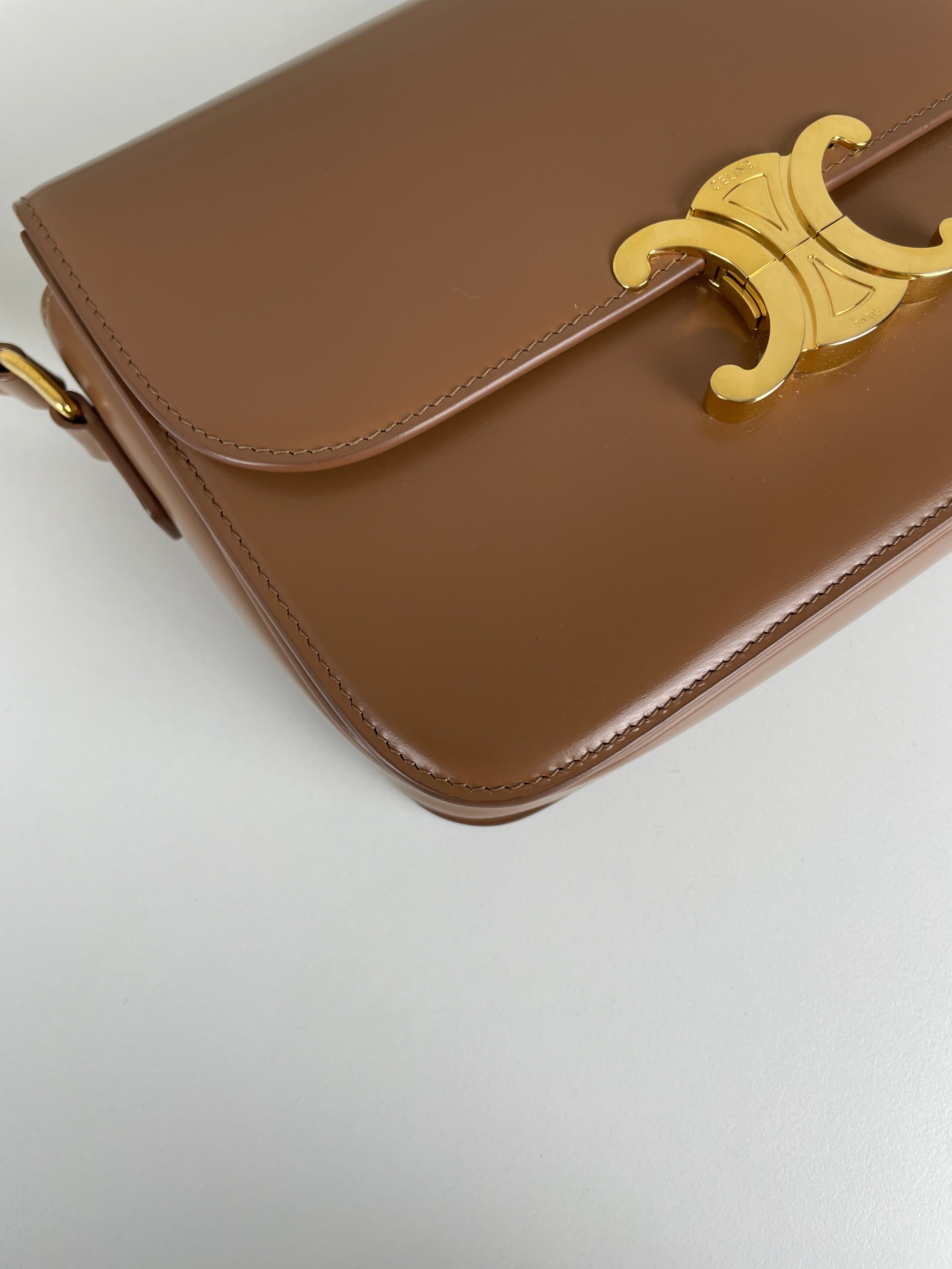 Celine Triomphe Brown leather bag – bamluxurystore