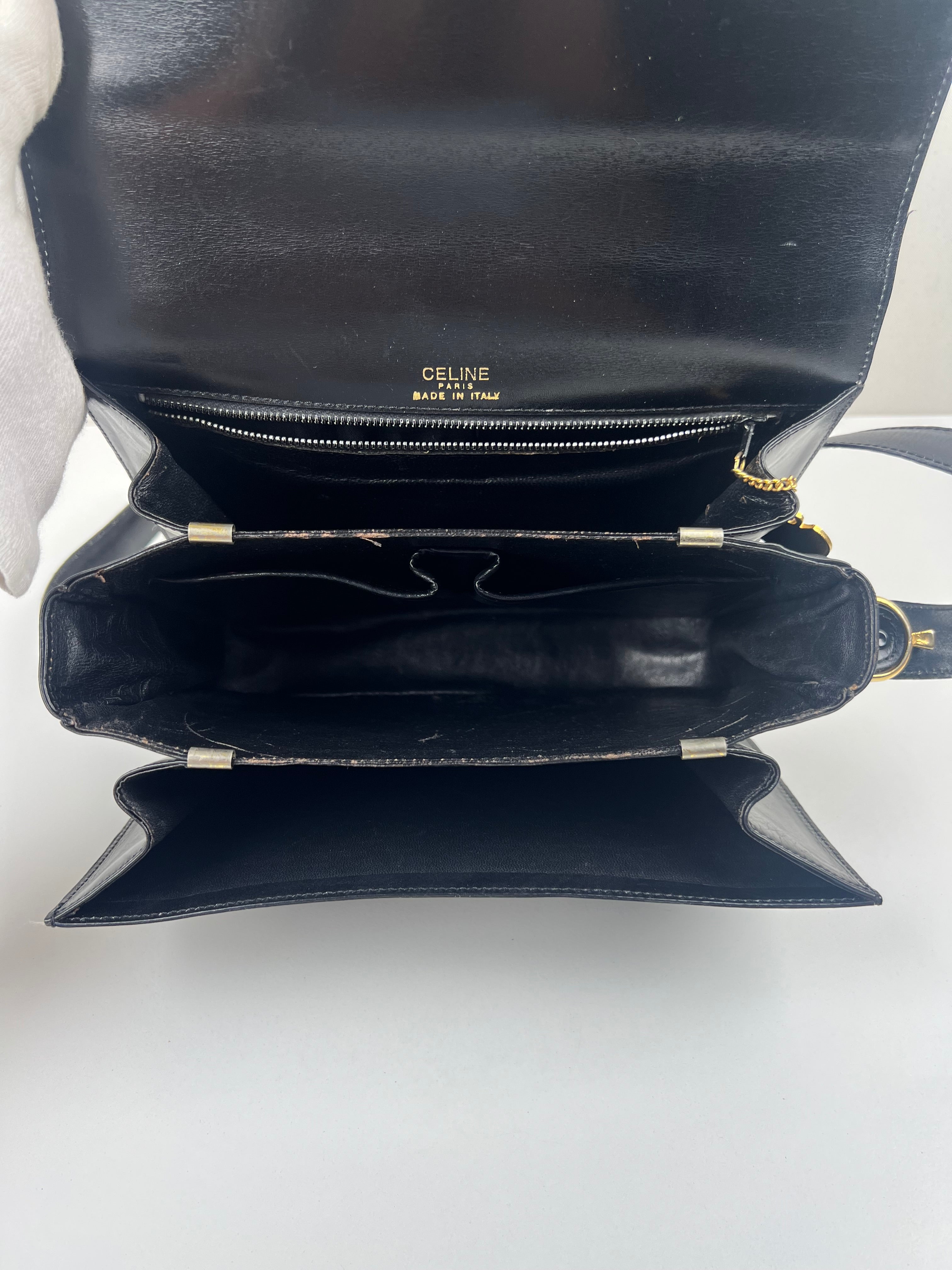 Céline triumph vintage black leather – bamluxurystore
