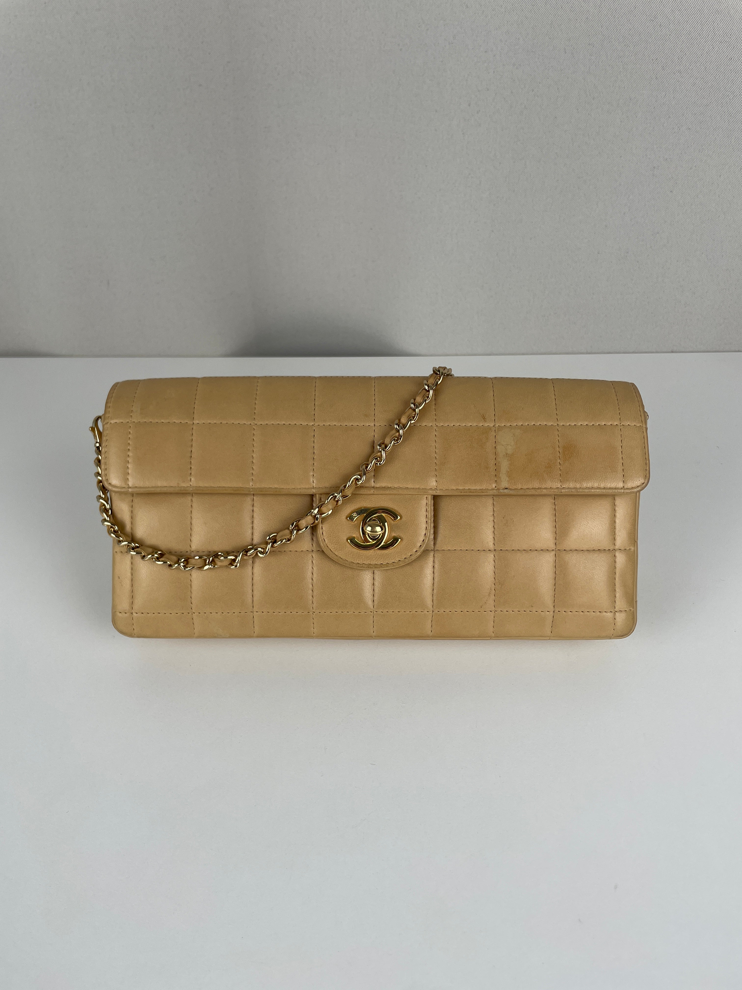 Chanel chocolate bar beige leather bag – bamluxurystore