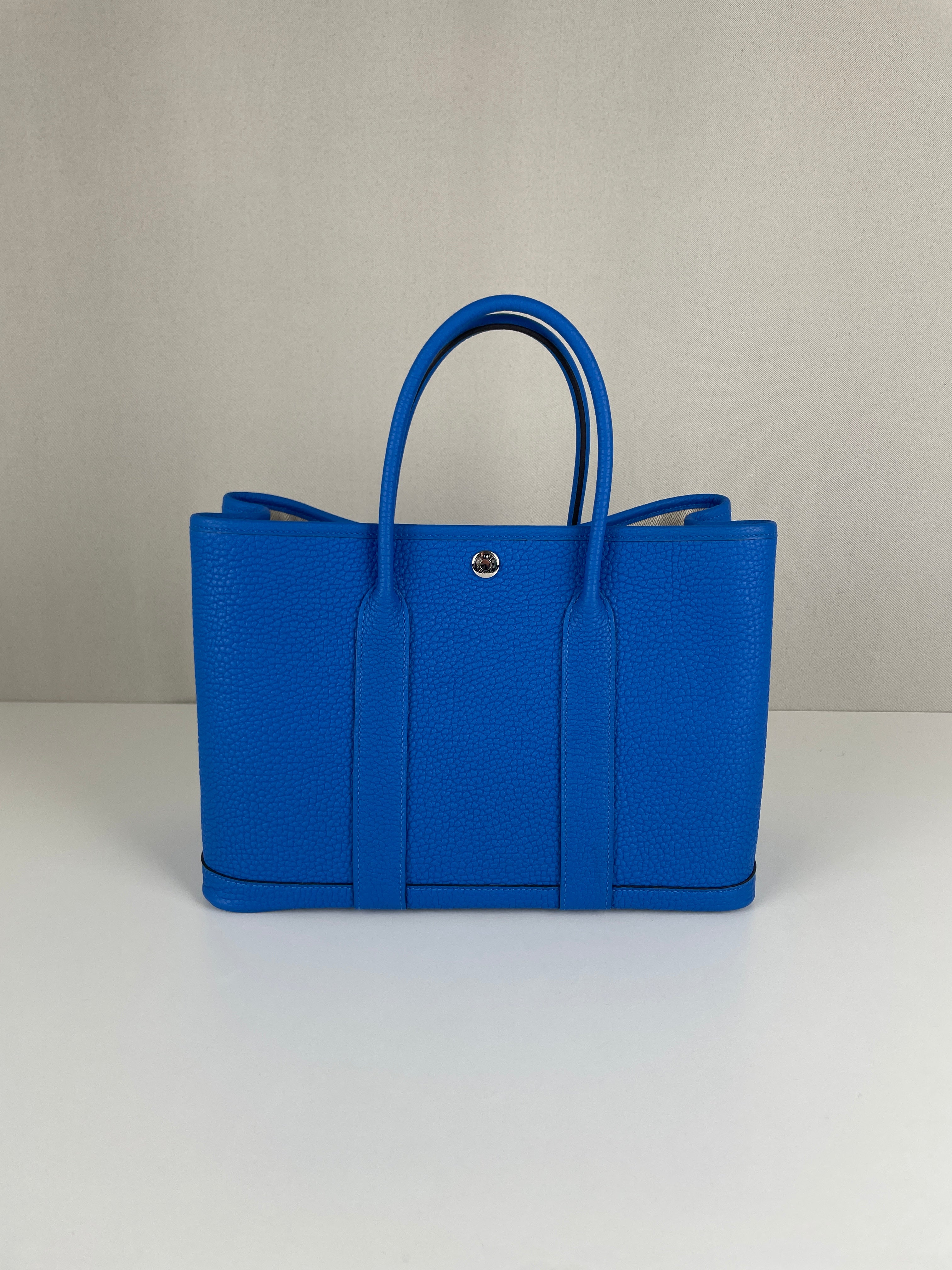Hermès Garden Party 30 Veau Négonda Bleu hydra – bamluxurystore