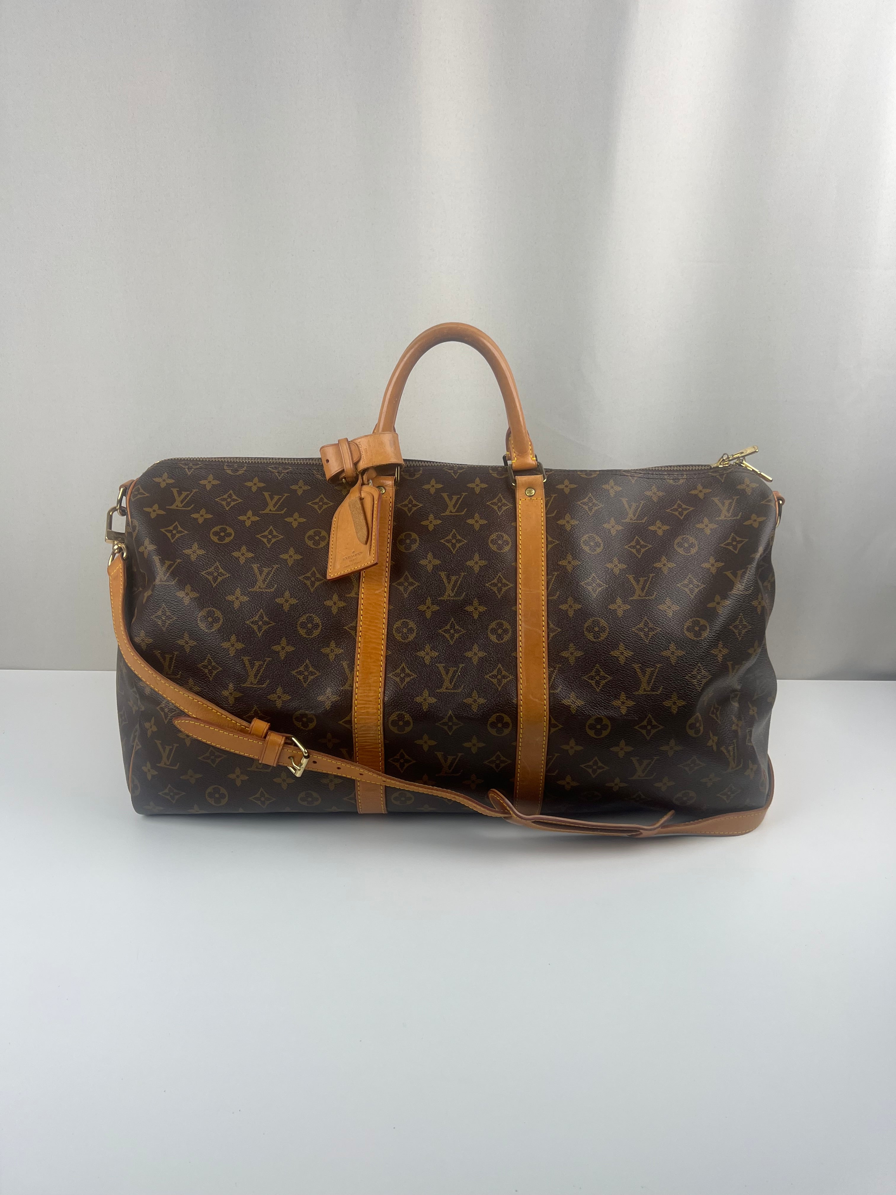Keepall 55 Louis Vuitton brown monogram with strap – bamluxurystore
