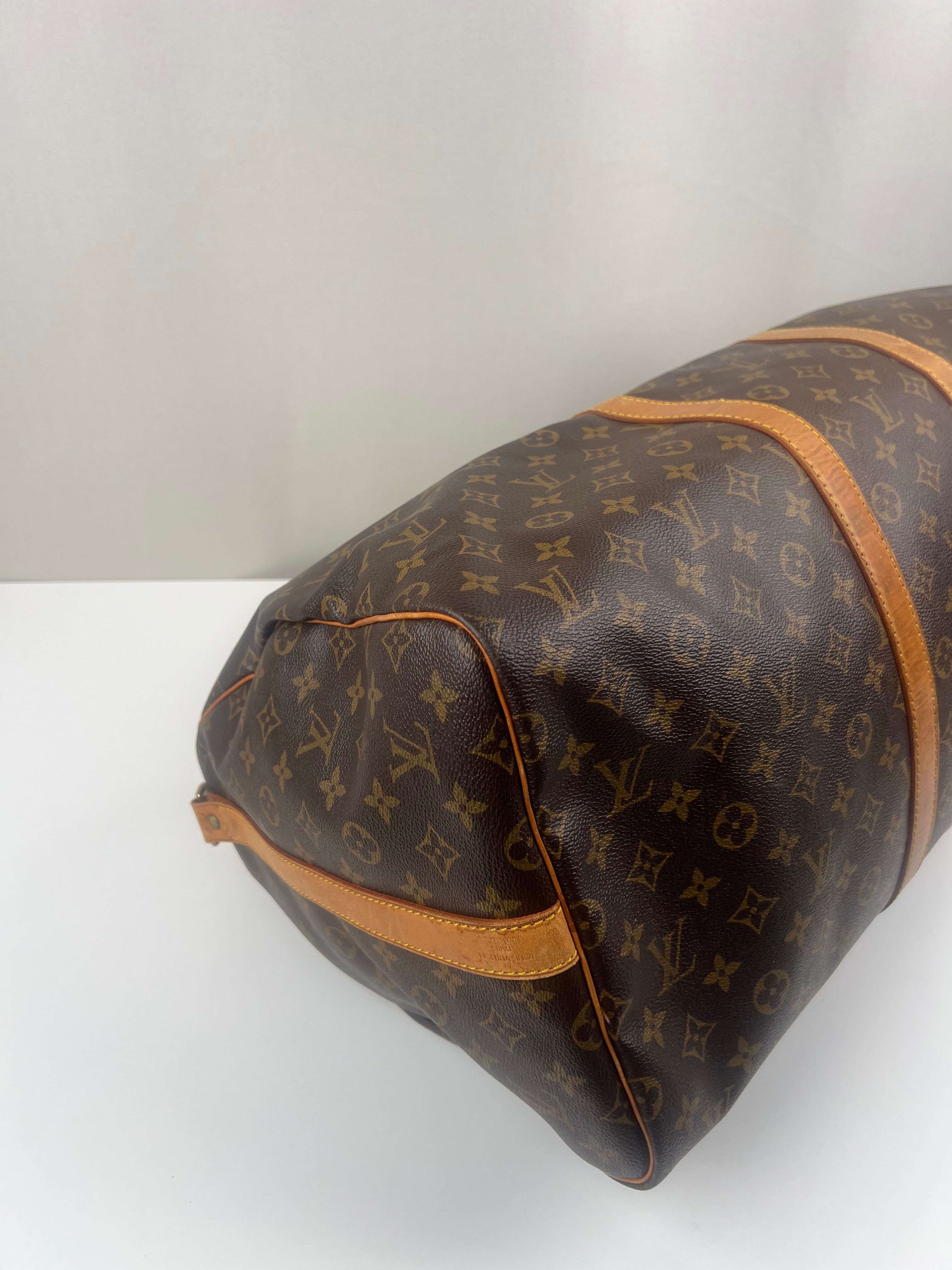 Keepall 55 Louis Vuitton brown monogram with strap – bamluxurystore