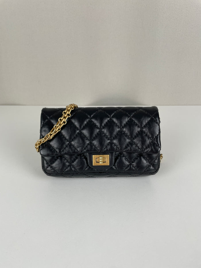 (RARE) Chanel 2.55 mini belt bag black leather