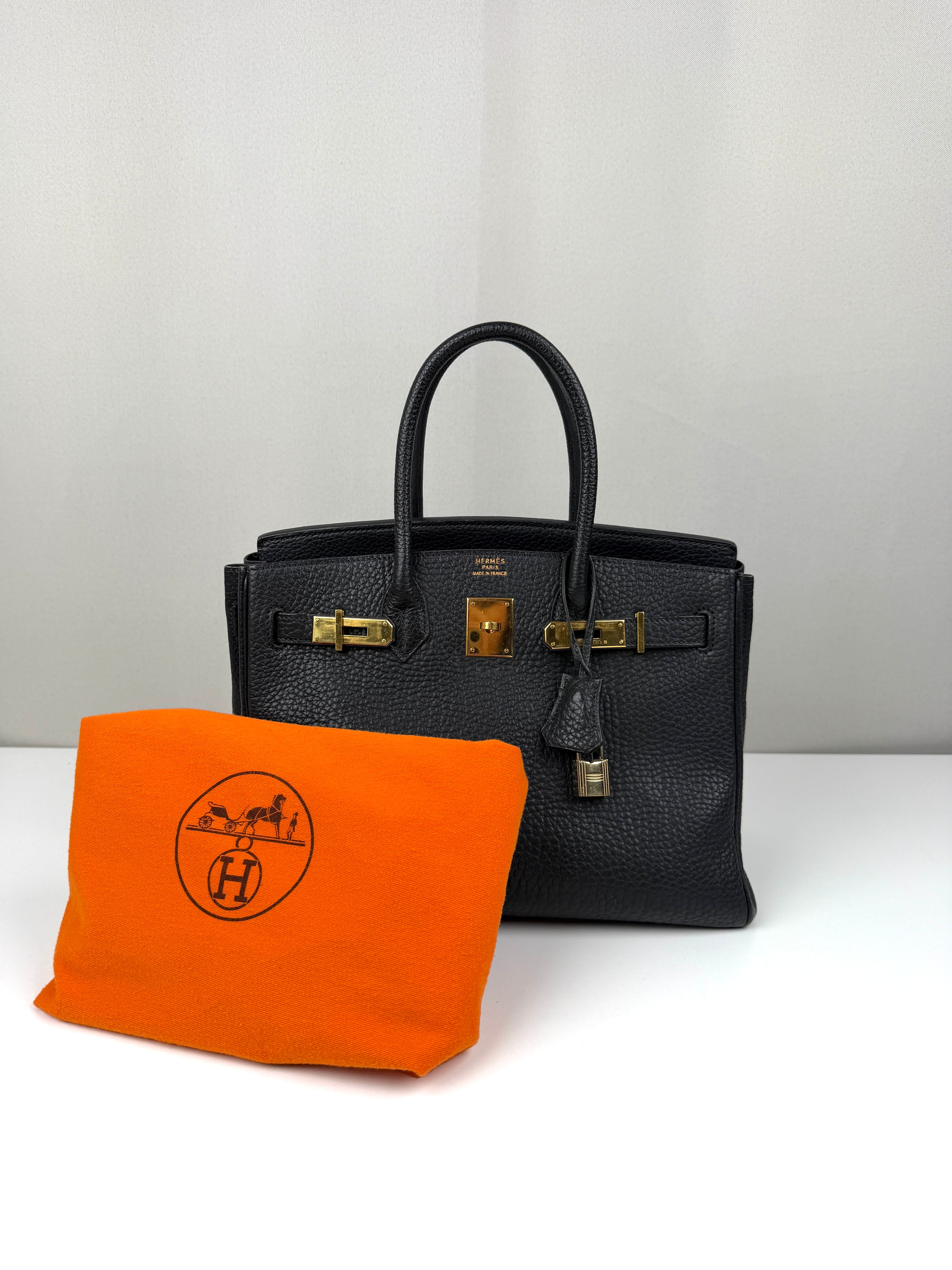 Hermès Birkin 30 Black fjord grained leather gold hardware