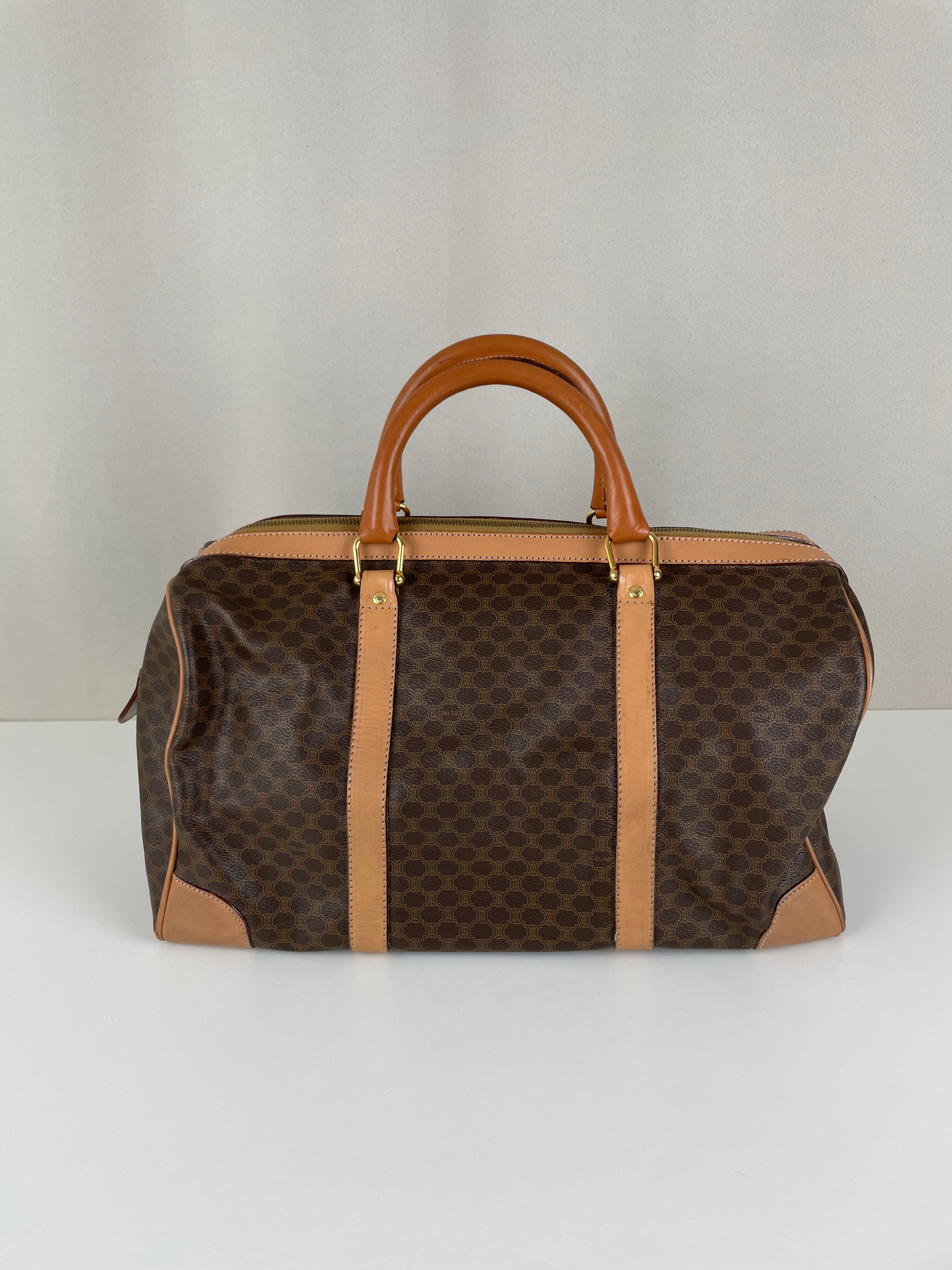 Céline boston 40 macadam canvas travel bag in brown – bamluxurystore