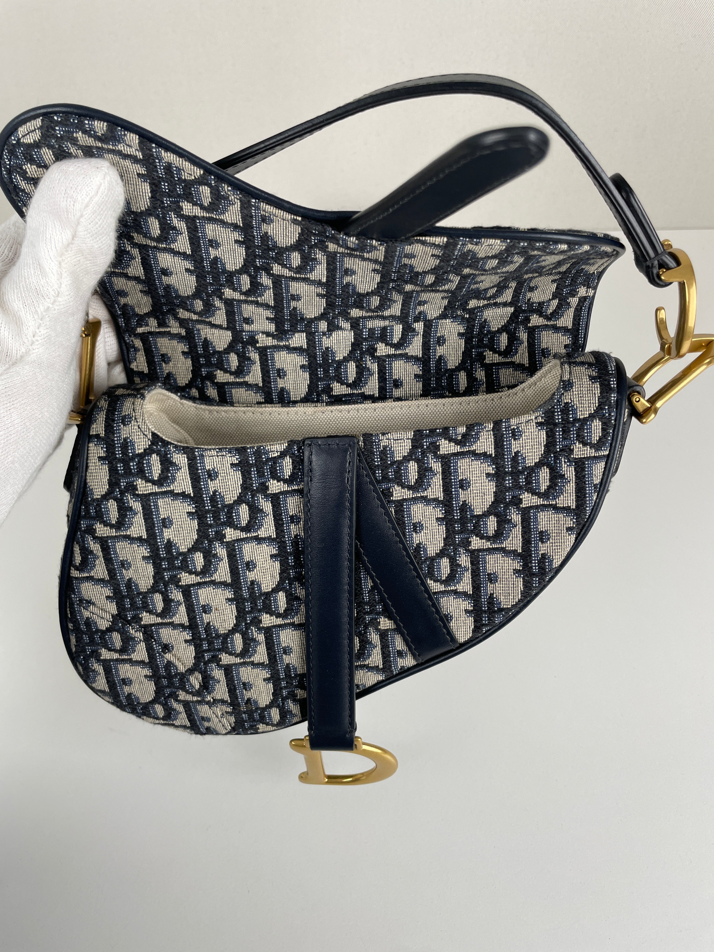 Dior - Mini Saddle Bag Blue Oblique Jacquard