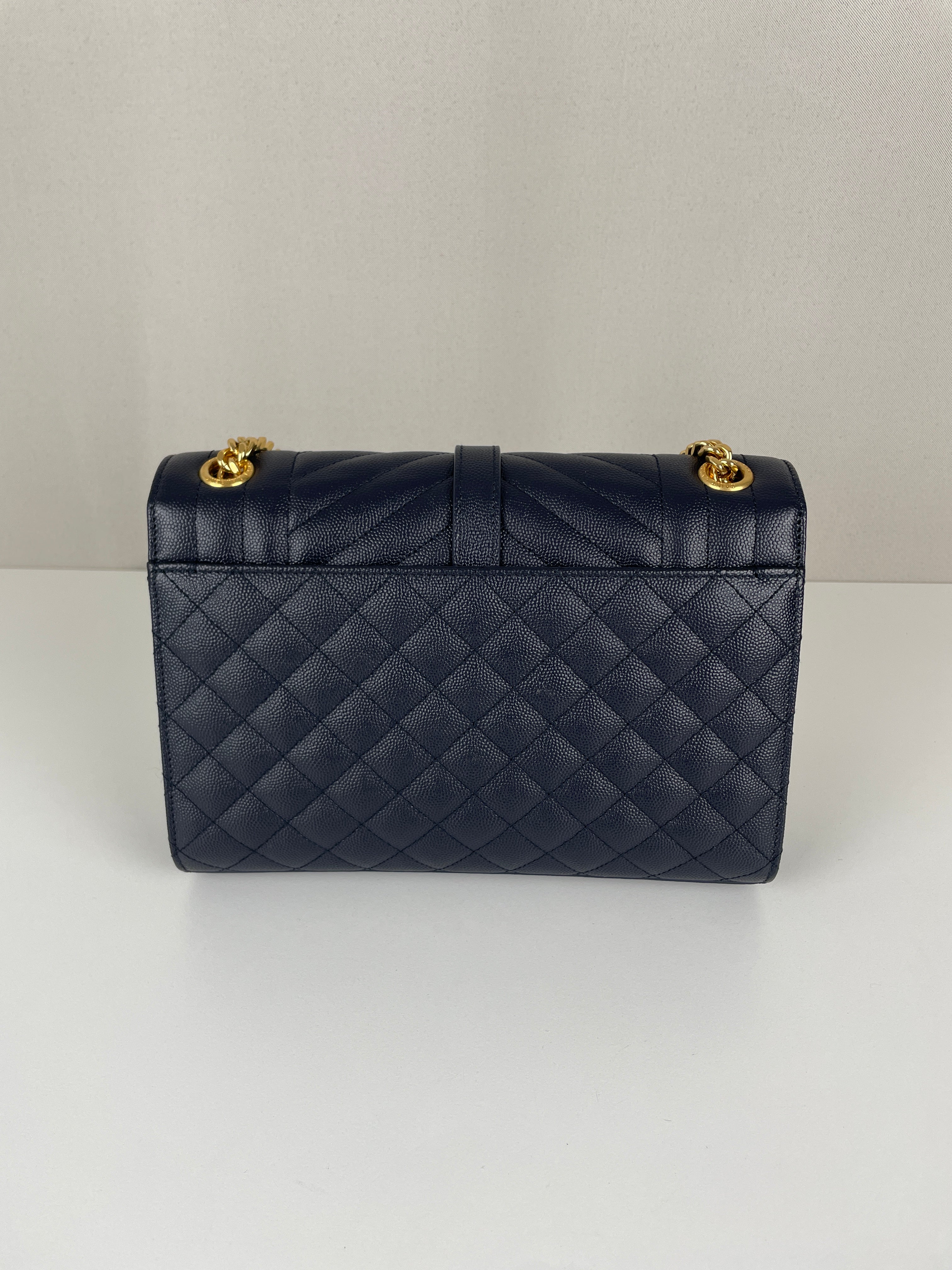 Saint Laurent enveloppe blue leather bag – bamluxurystore