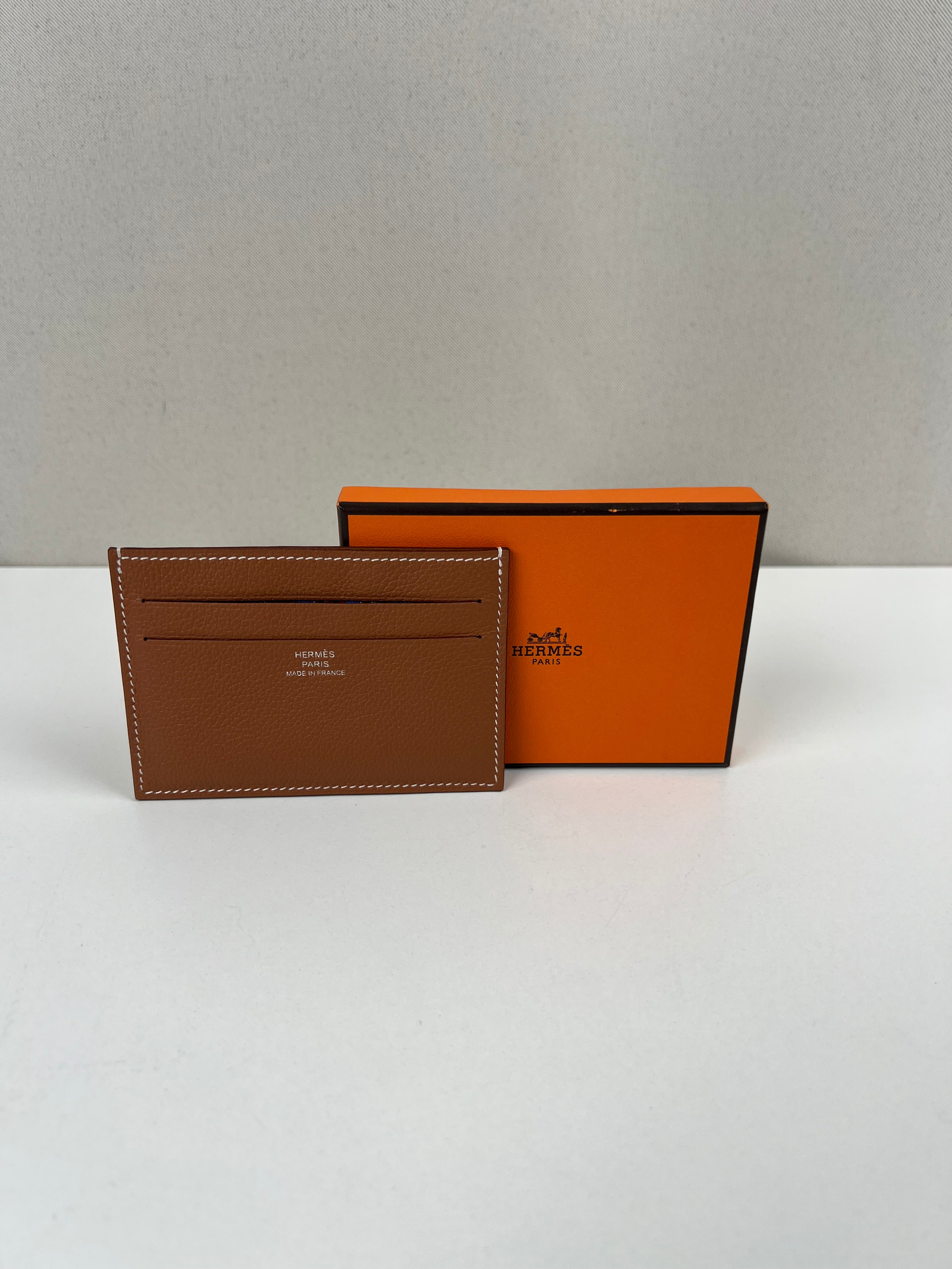 HERMÈS レザー マネークリップ ブラウン Hermès Card holder brown leather – bamluxurystore