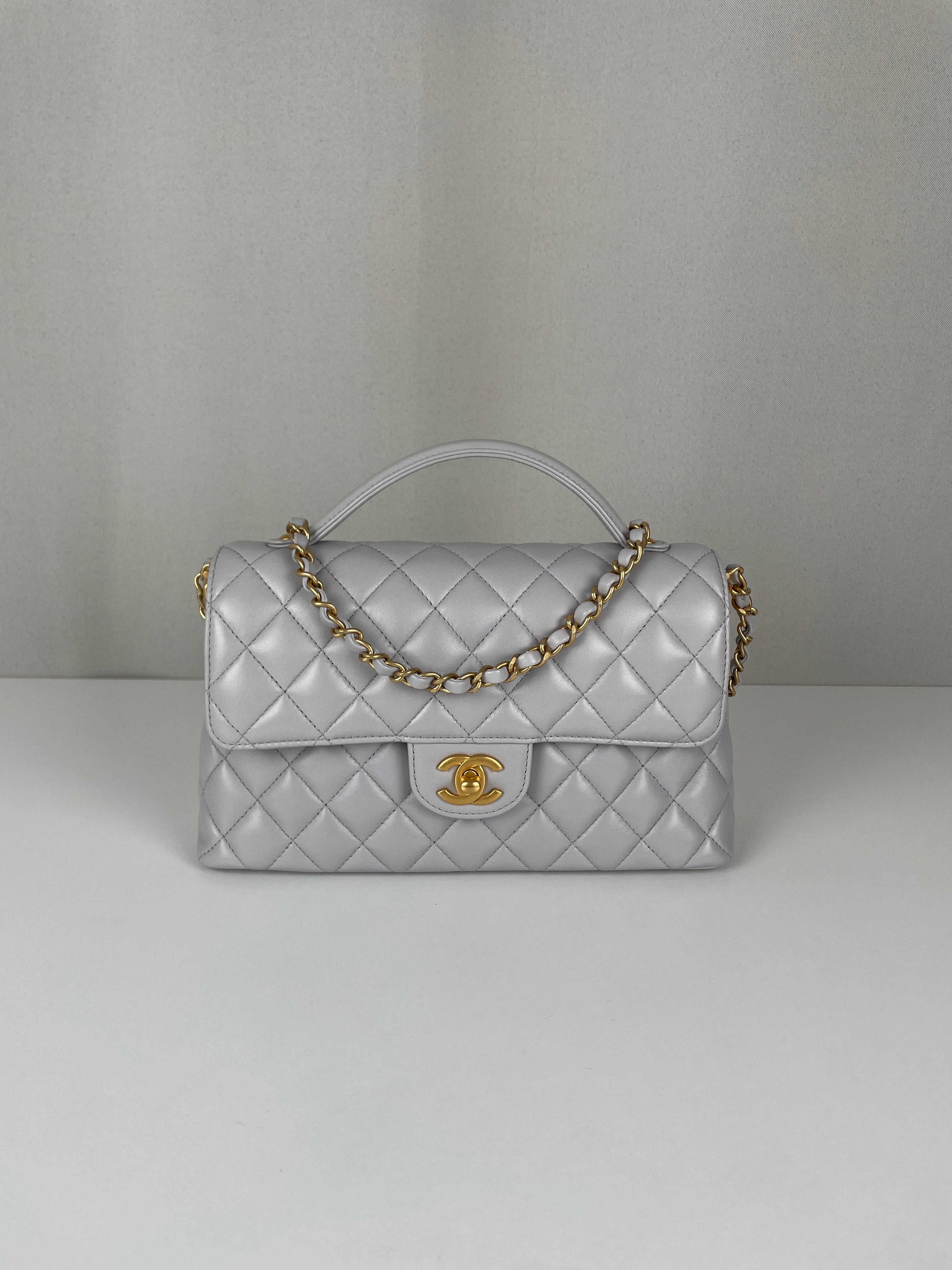 Chanel Top Handle Matelassé Grey Gold Hardware – bamluxurystore